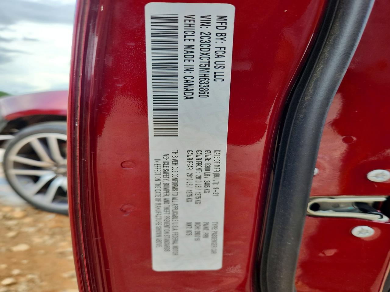 2021 Dodge Charger R/t Red vin: 2C3CDXCT5MH633860