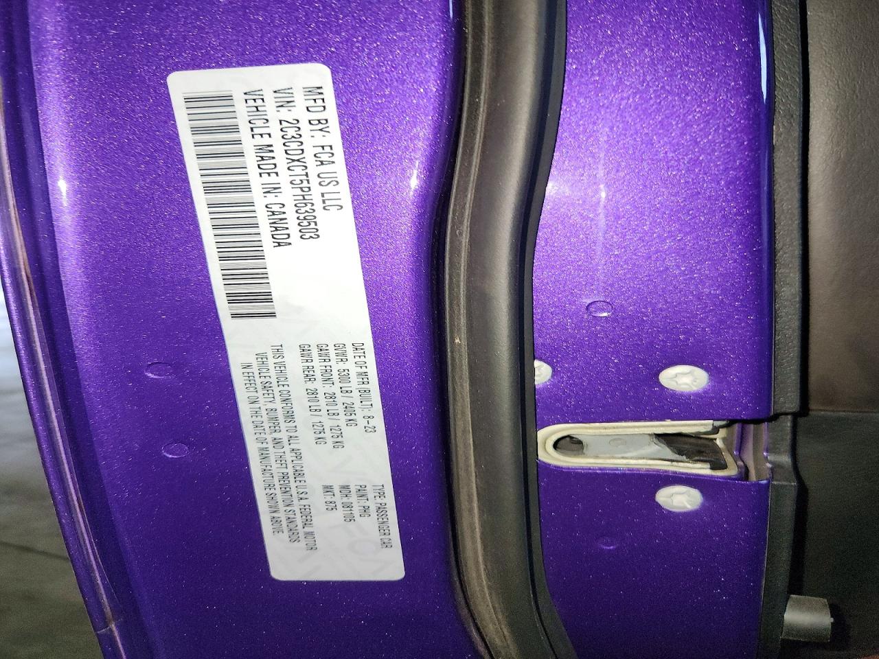 2023 Dodge Charger R/t Purple vin: 2C3CDXCT5PH639503
