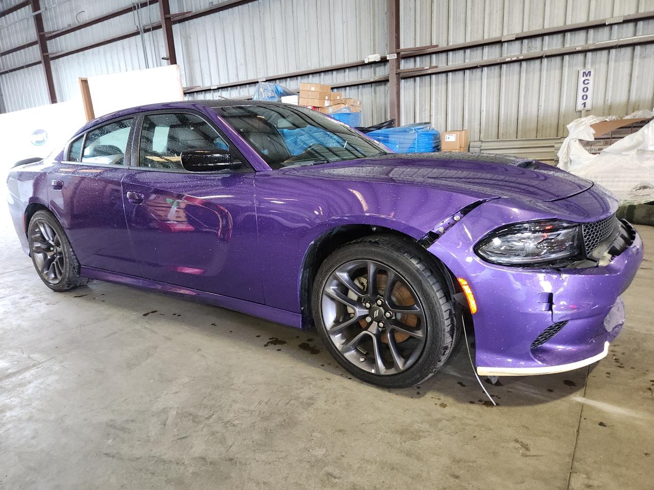 2023 Dodge Charger R/t Purple vin: 2C3CDXCT5PH639503 Damage: Right Head Lamp, Cracked, Replacement Required