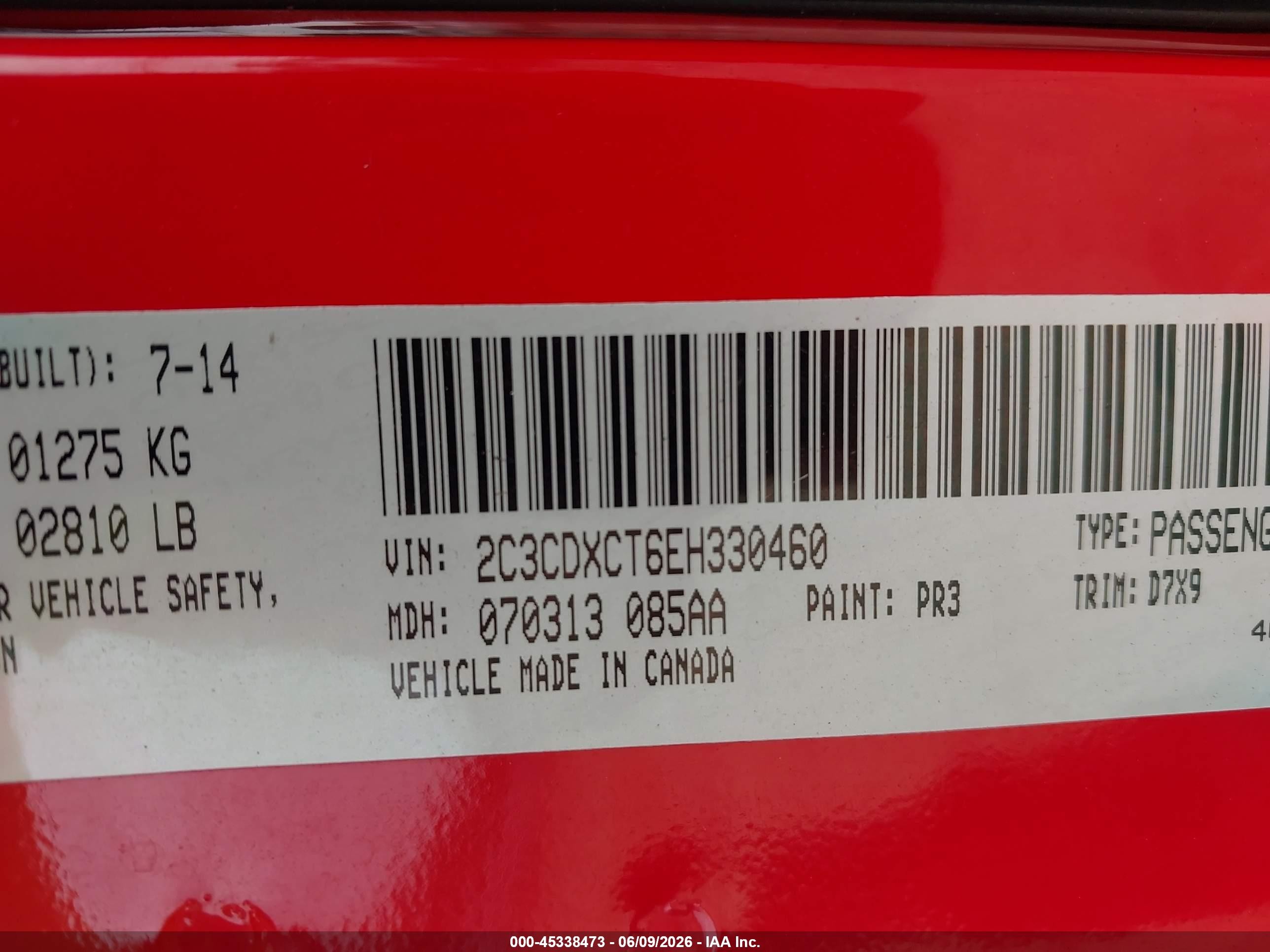 2014 Dodge Charger R/t Red vin: 2C3CDXCT6EH330460