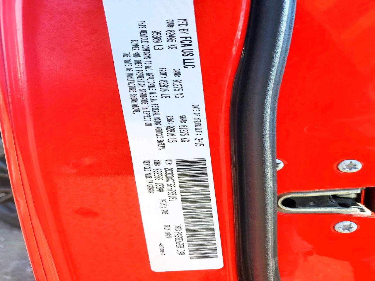 2015 Dodge Charger R/t Red vin: 2C3CDXCT6FH785181