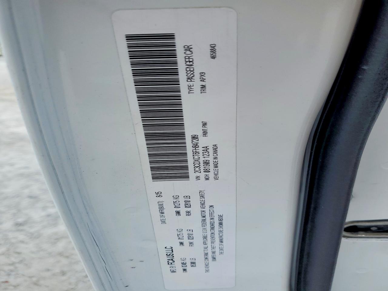 2015 Dodge Charger R/t White vin: 2C3CDXCT6FH847209