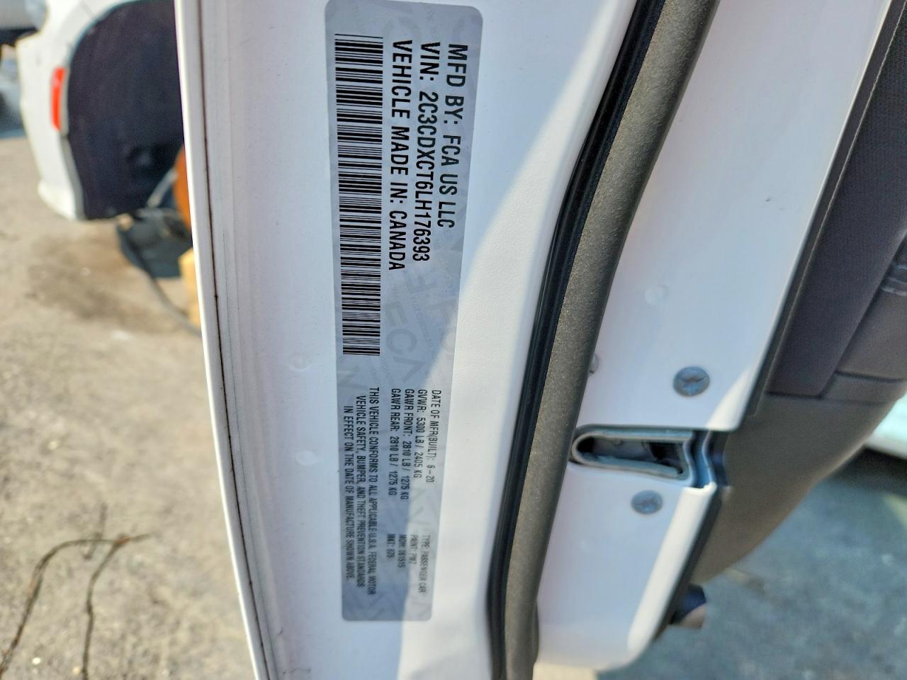 2020 Dodge Charger R/t White vin: 2C3CDXCT6LH176393