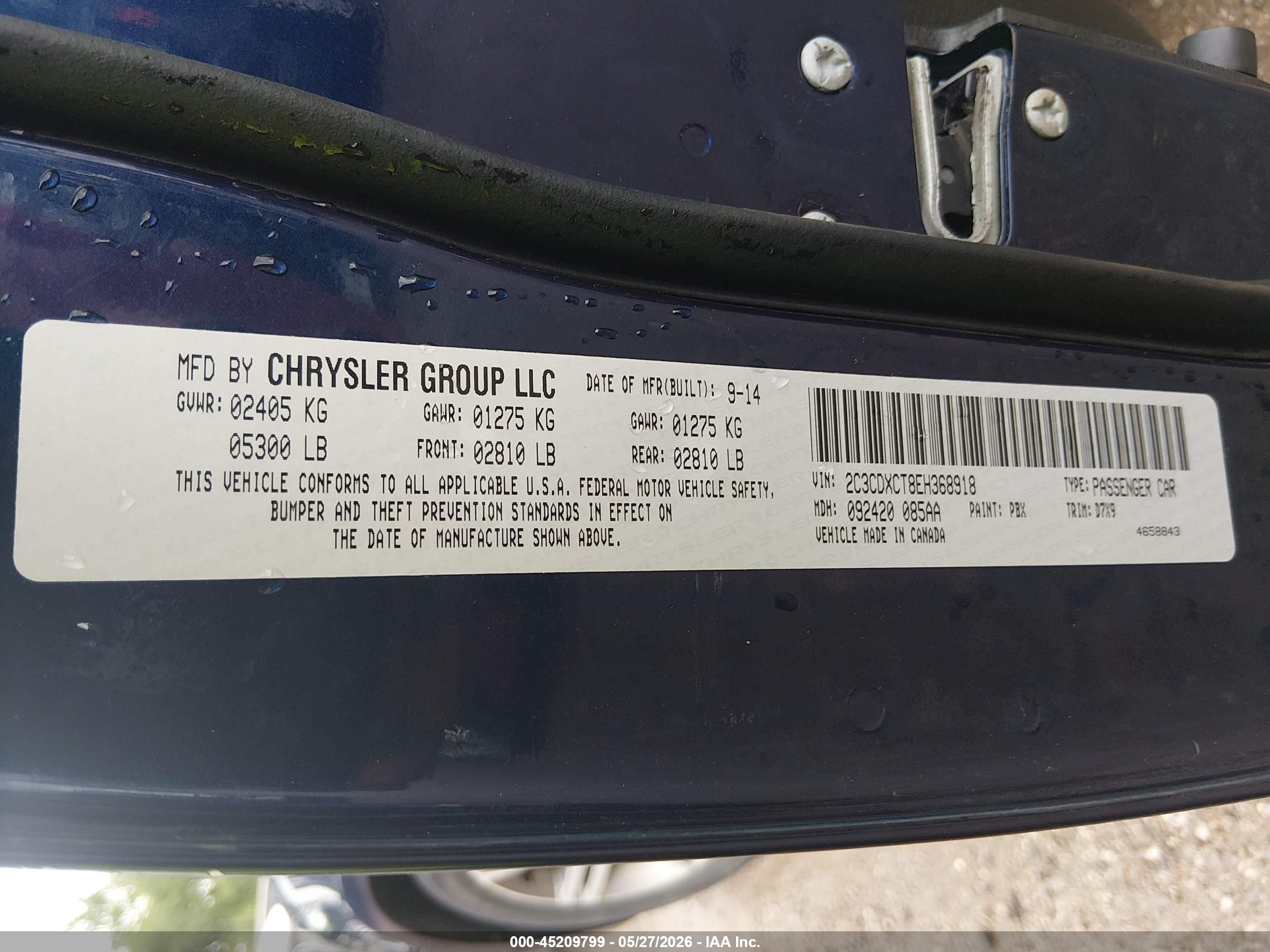 2014 Dodge Charger R/t Синий vin: 2C3CDXCT8EH368918