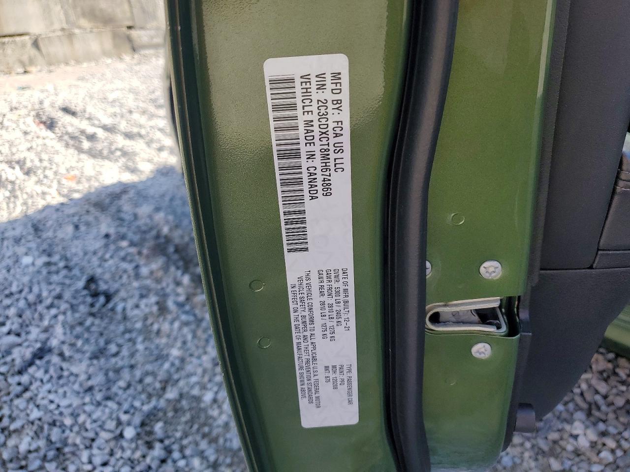 2021 Dodge Charger R Green vin: 2C3CDXCT8MH674869