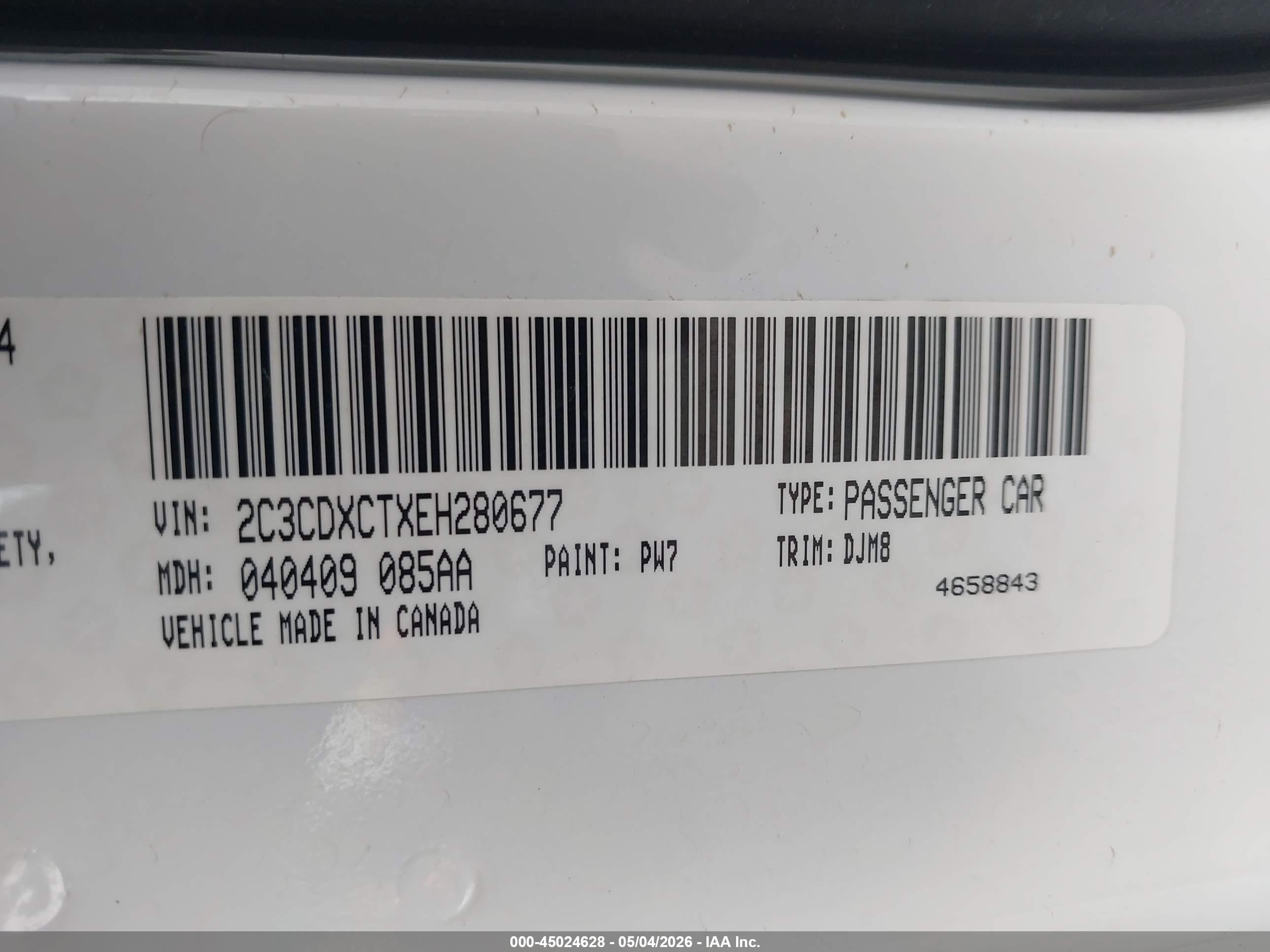 2014 Dodge Charger R/t 100th Anniversary White vin: 2C3CDXCTXEH280677