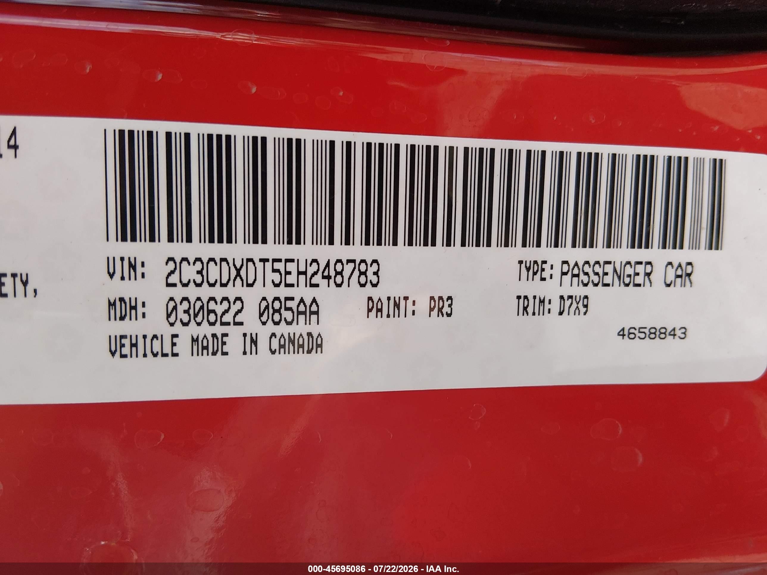 2014 Dodge Charger R/t Red vin: 2C3CDXDT5EH248783