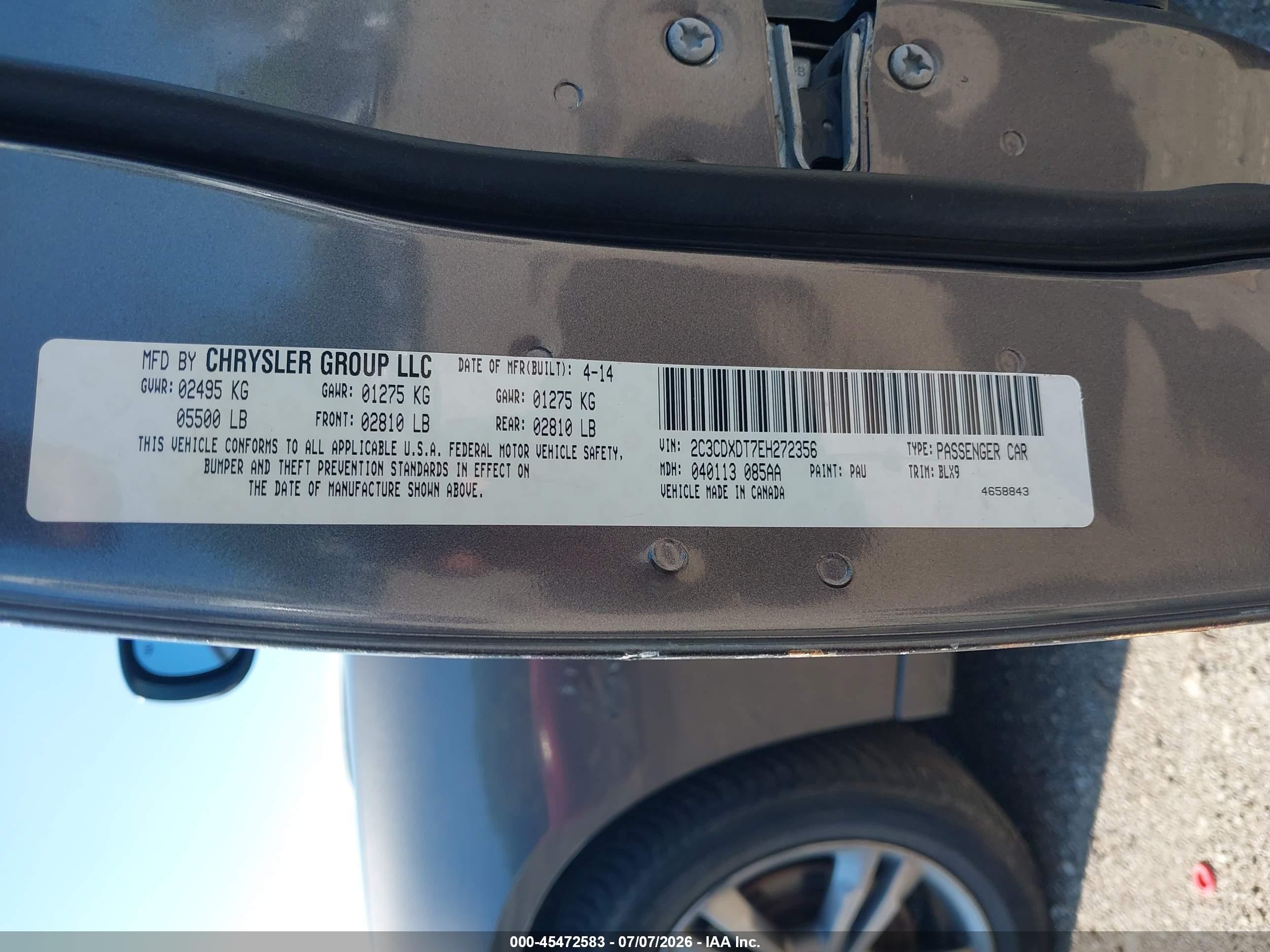 2014 Dodge Charger R/t Plus Gray vin: 2C3CDXDT7EH272356