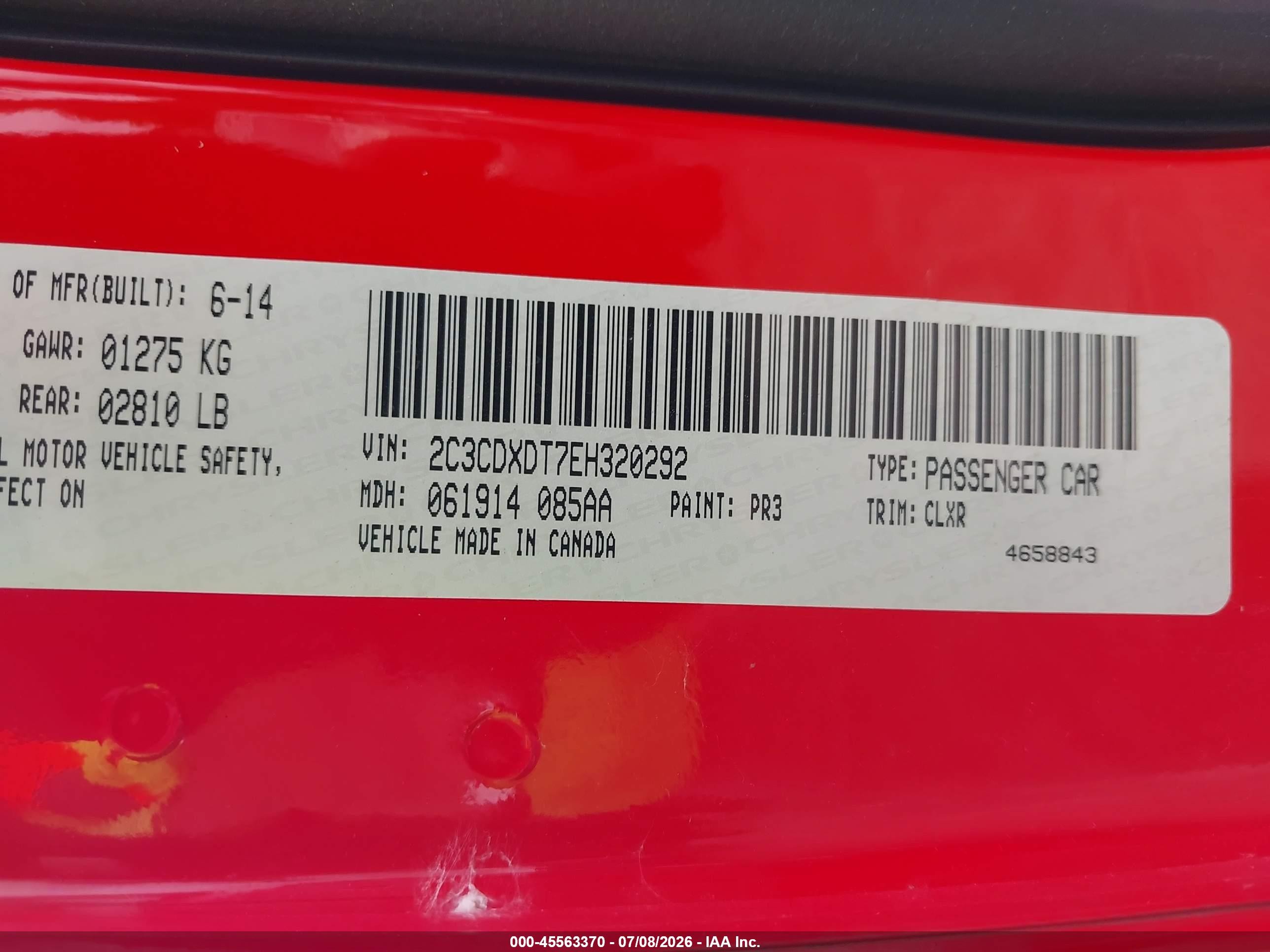 2014 Dodge Charger R/t Plus Red vin: 2C3CDXDT7EH320292