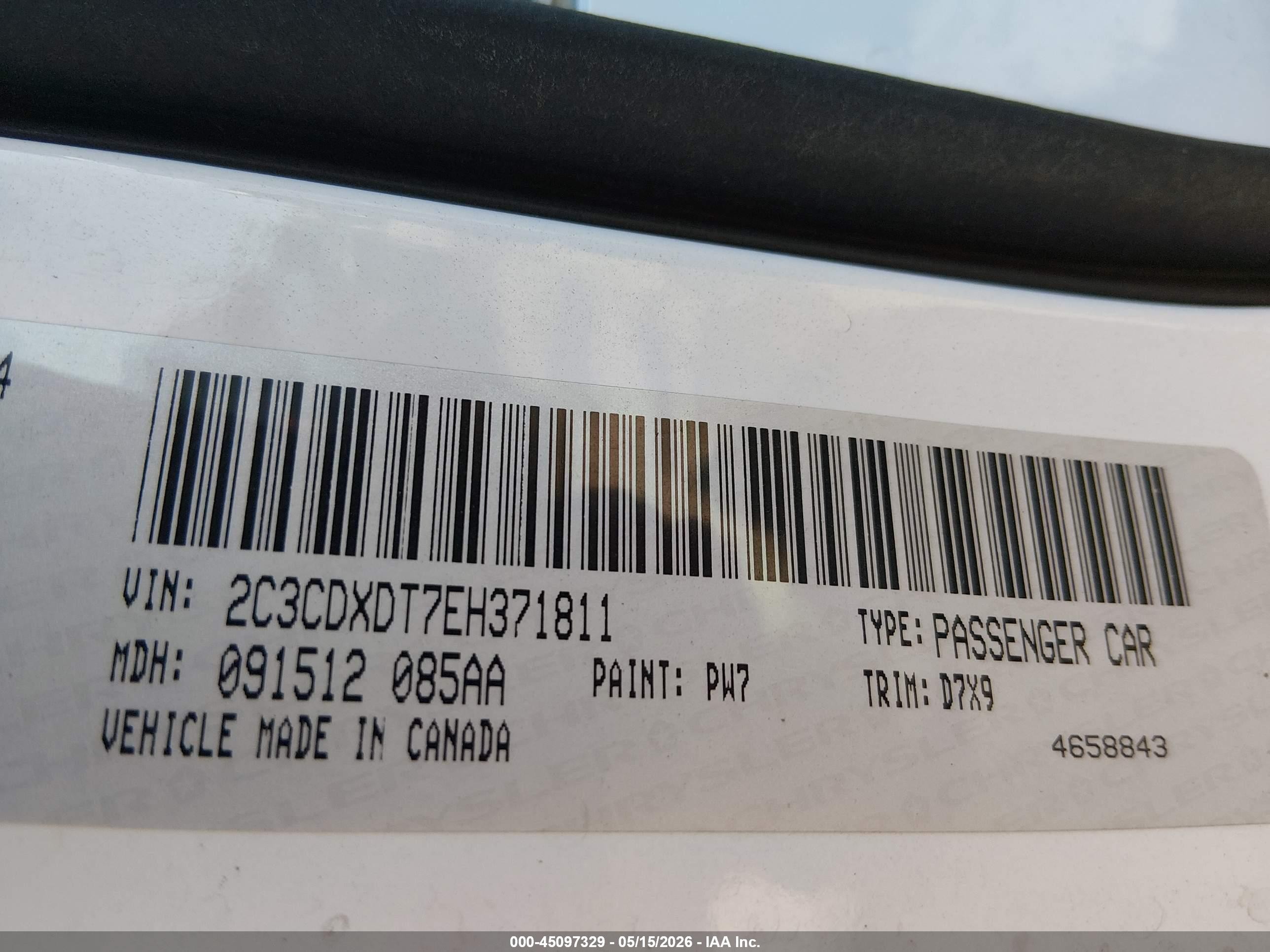 2014 Dodge Charger R/t White vin: 2C3CDXDT7EH371811