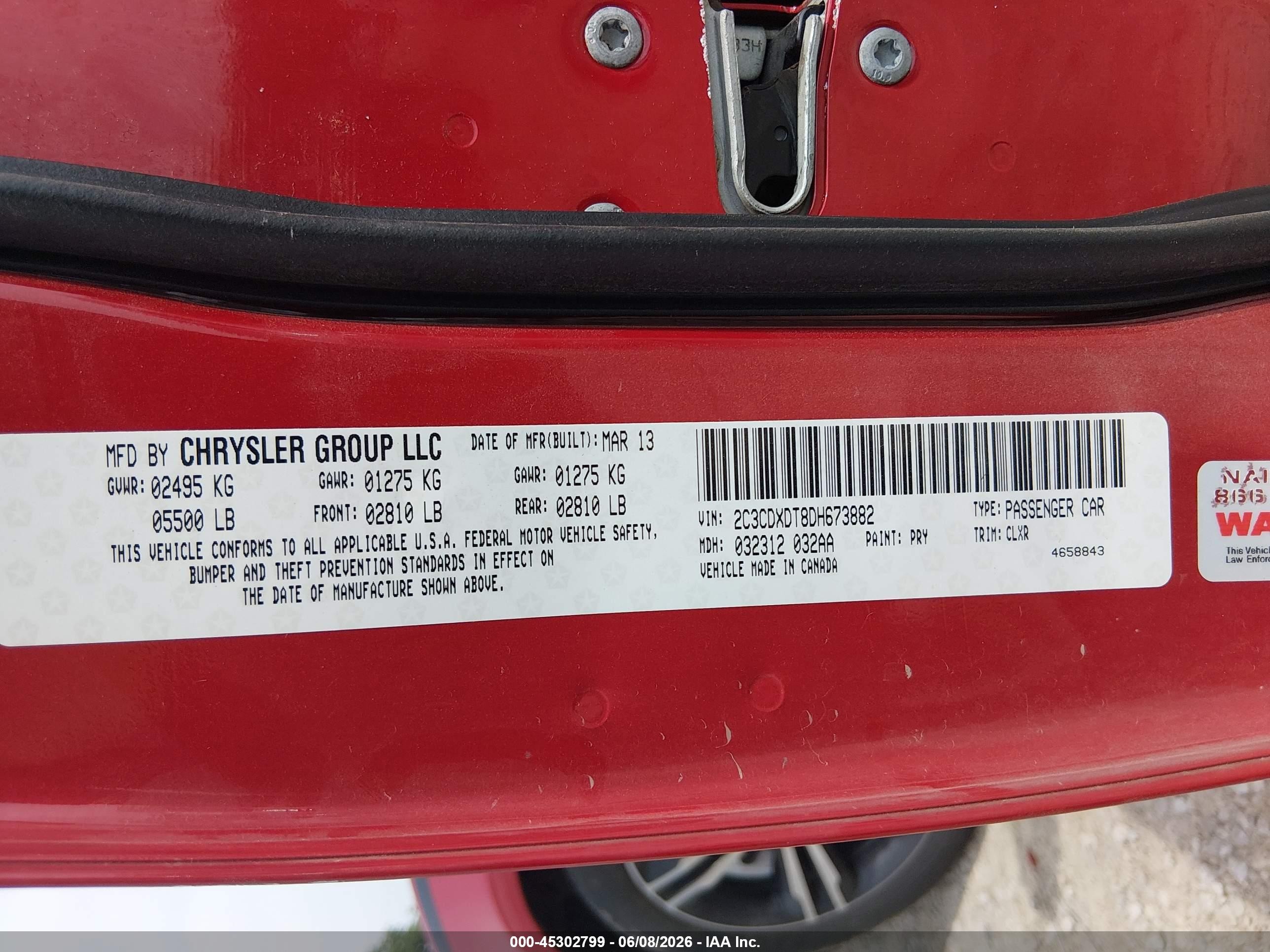 2013 Dodge Charger R/t Plus Red vin: 2C3CDXDT8DH673882