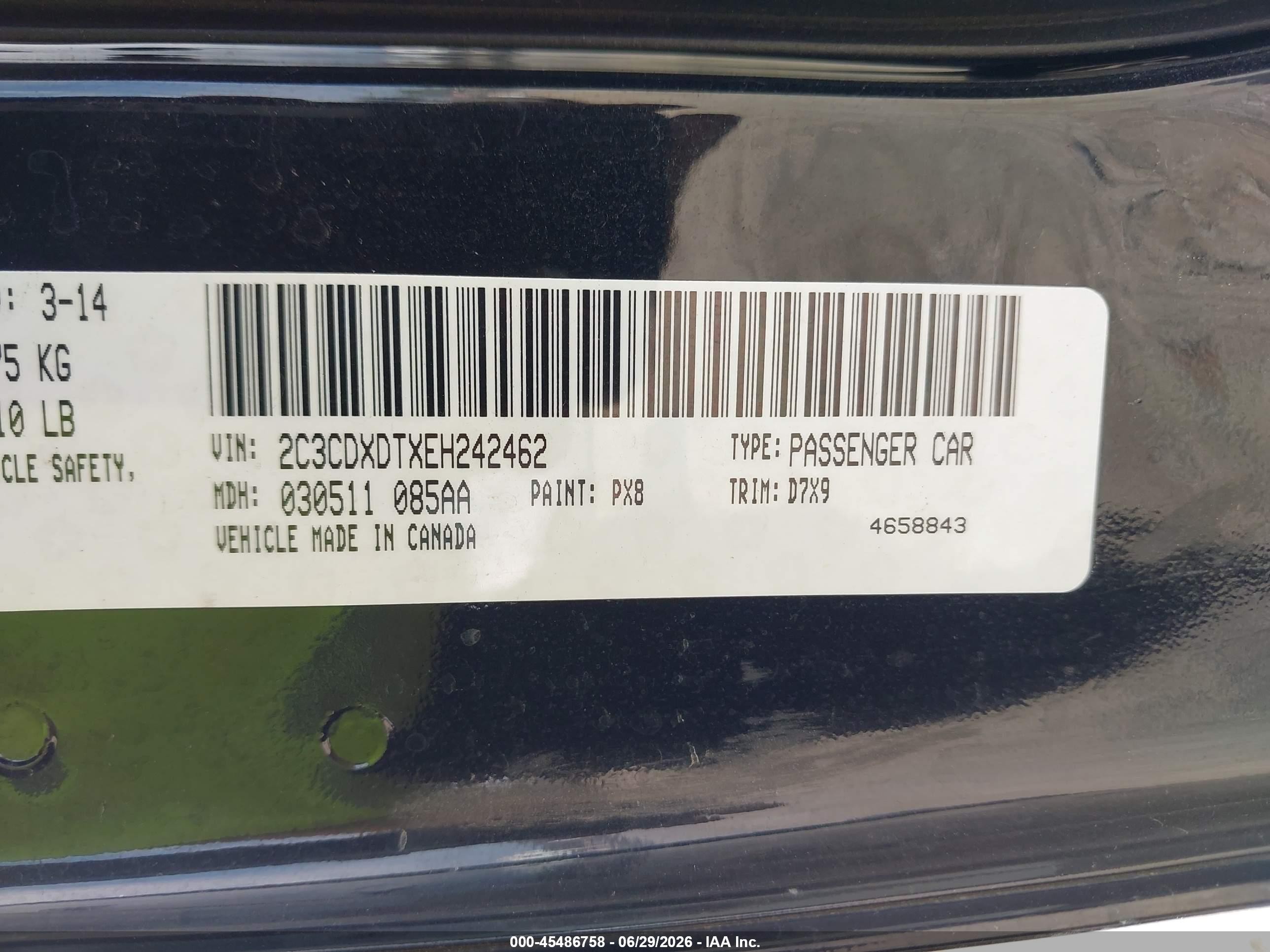 2014 Dodge Charger R/t Black vin: 2C3CDXDTXEH242462