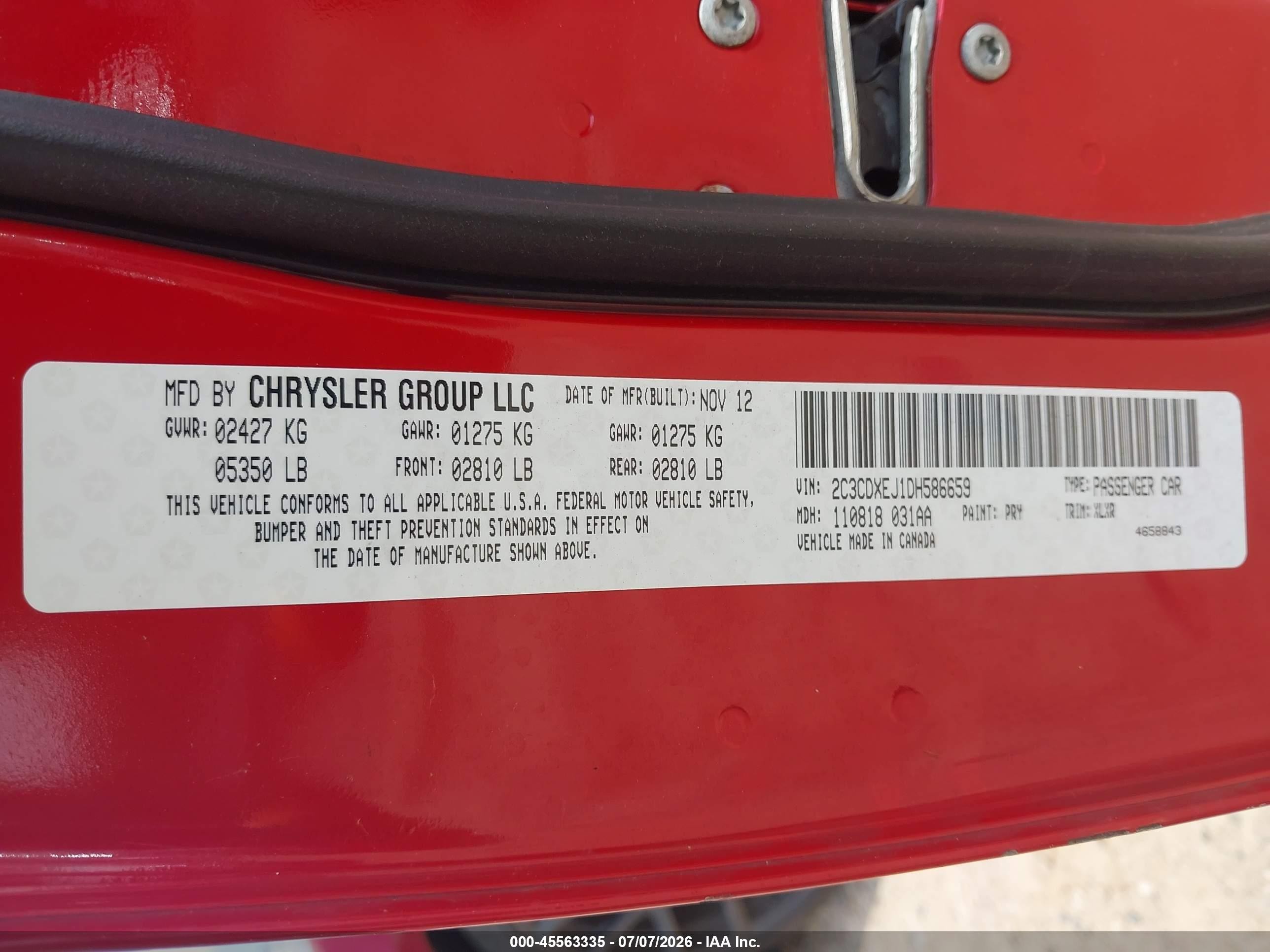 2013 Dodge Charger Srt8 Red vin: 2C3CDXEJ1DH586659