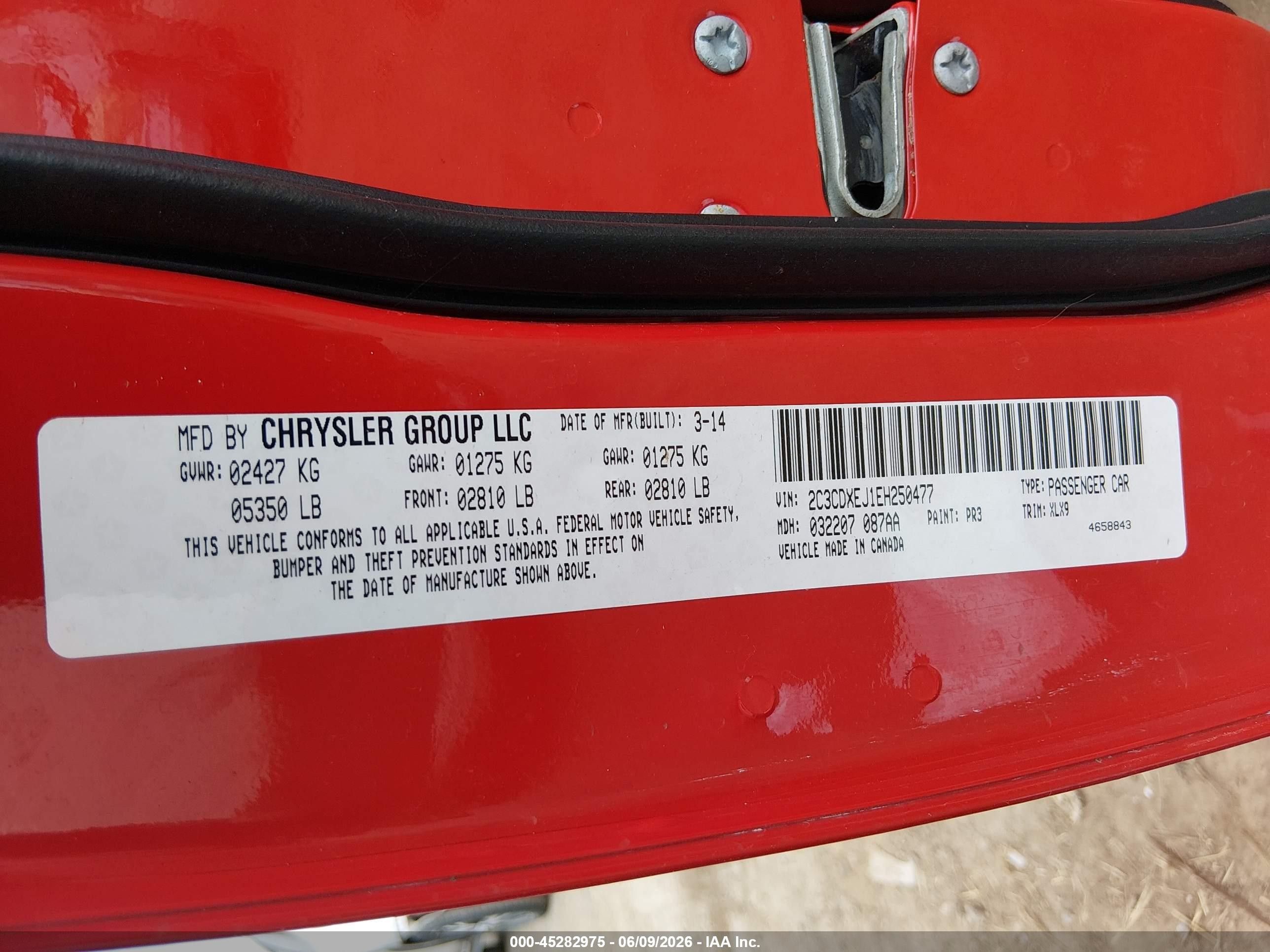 2014 Dodge Charger Srt8 Red vin: 2C3CDXEJ1EH250477