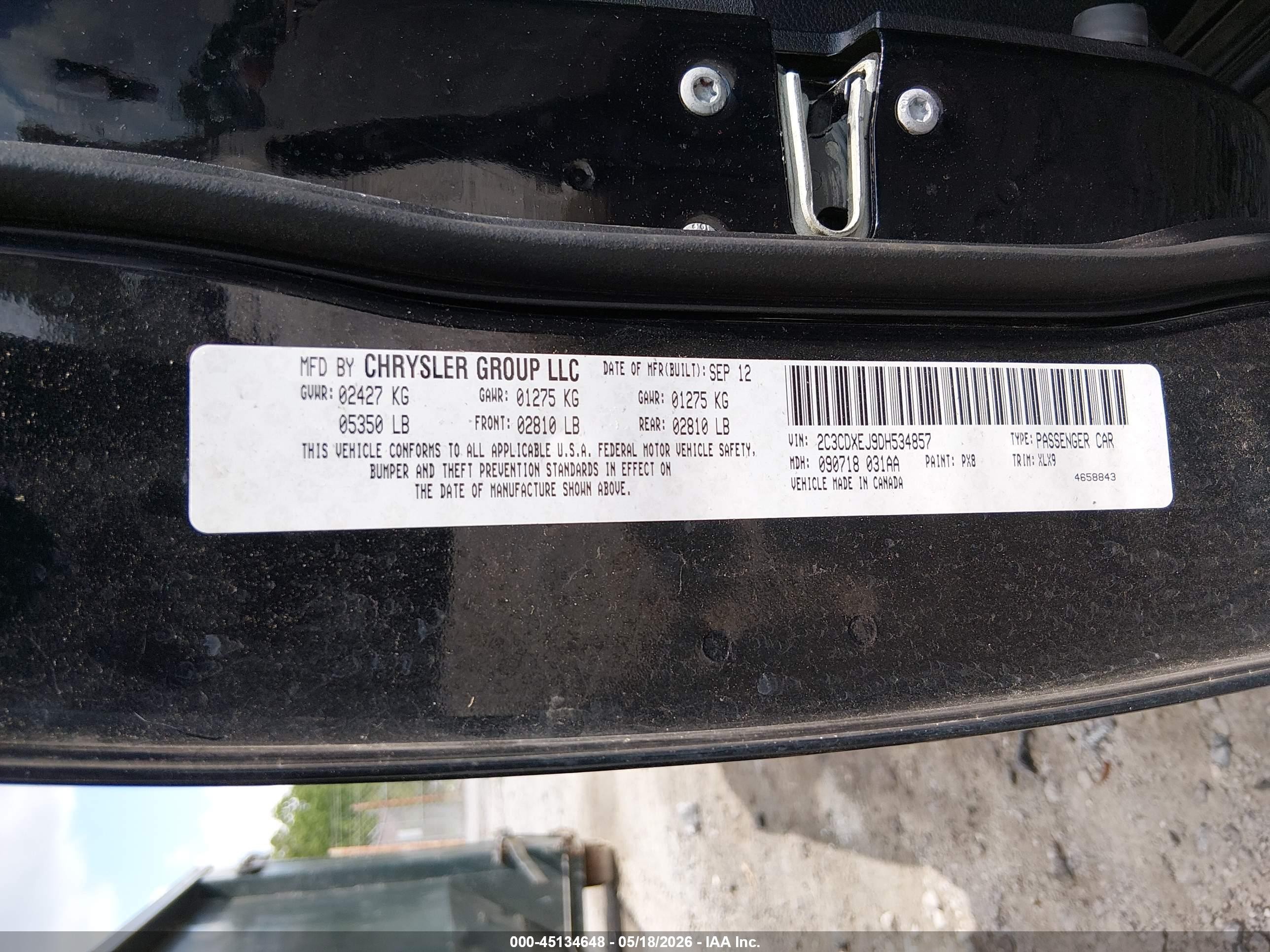 2013 Dodge Charger Srt8 Black vin: 2C3CDXEJ9DH534857