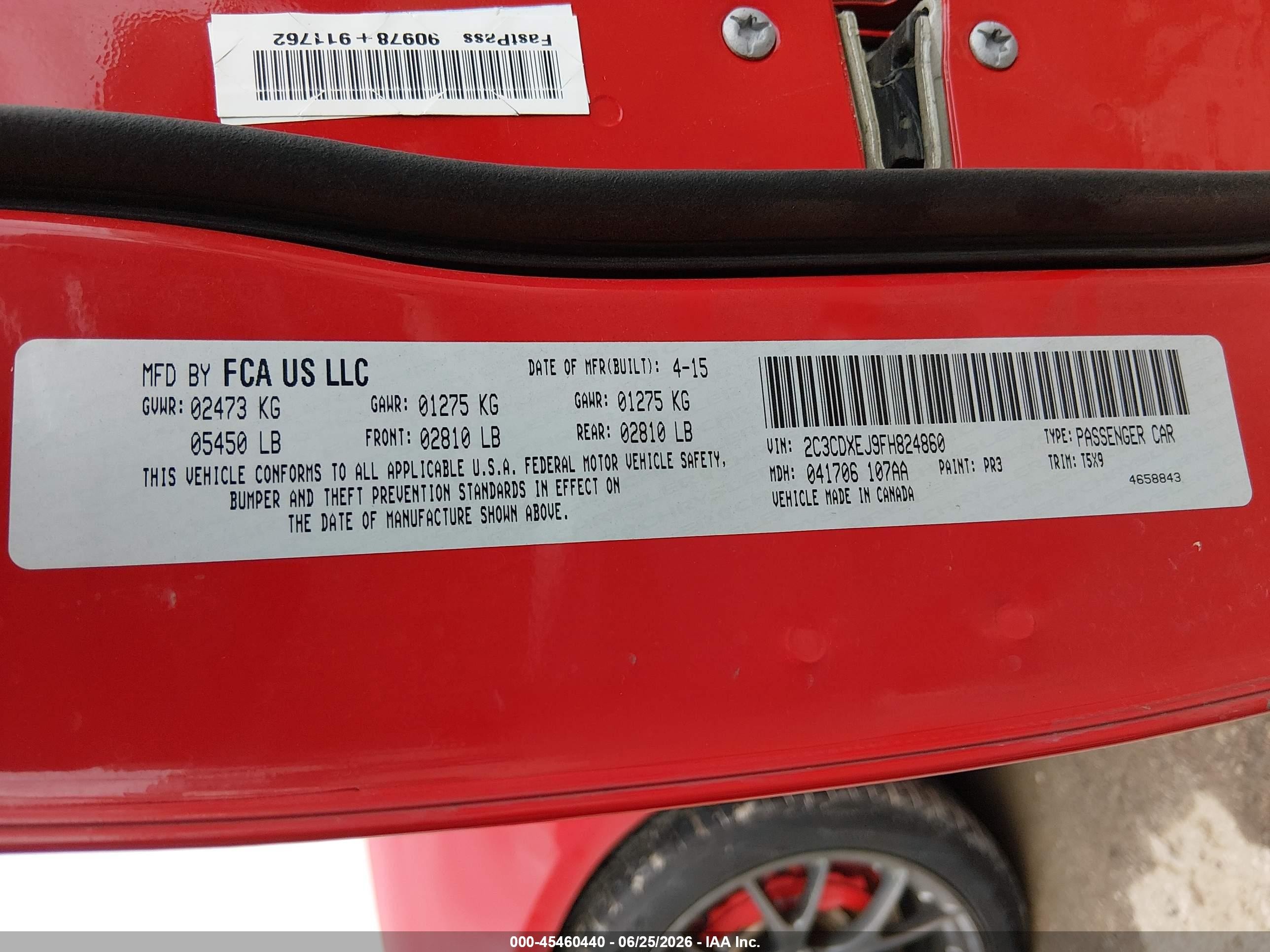 2015 Dodge Charger Srt 392 Red vin: 2C3CDXEJ9FH824860