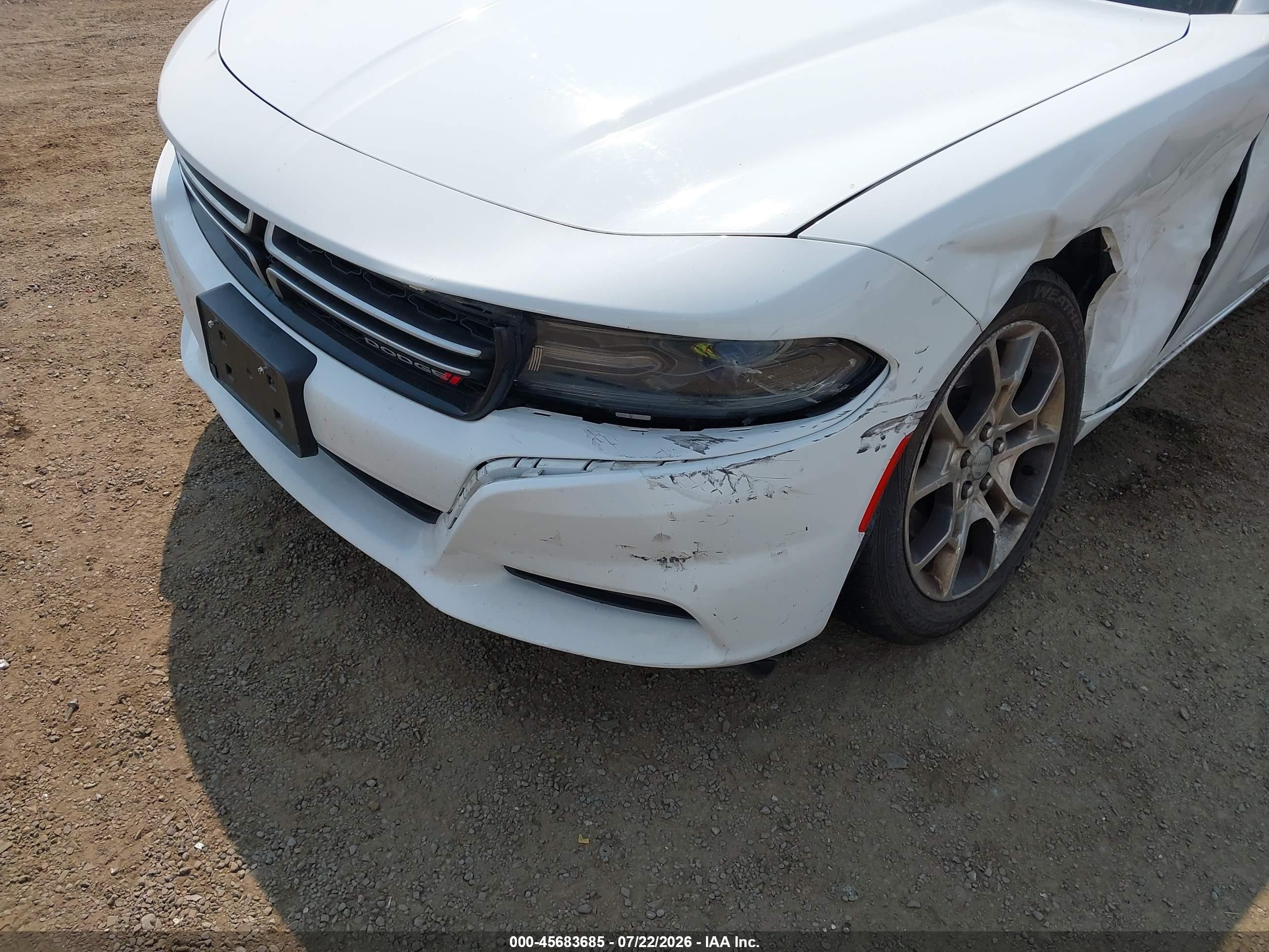 2015 Dodge Charger Se White vin: 2C3CDXFG0FH762896