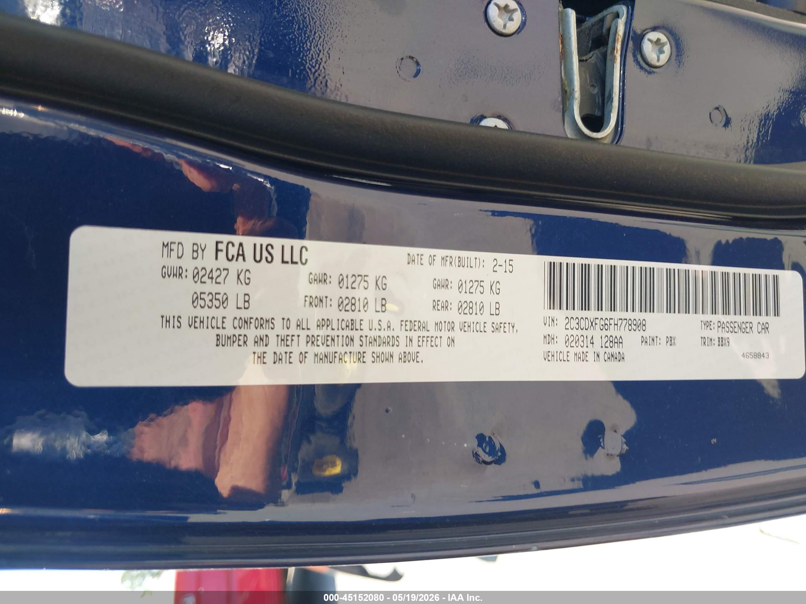 2015 Dodge Charger Se Blue vin: 2C3CDXFG6FH778908