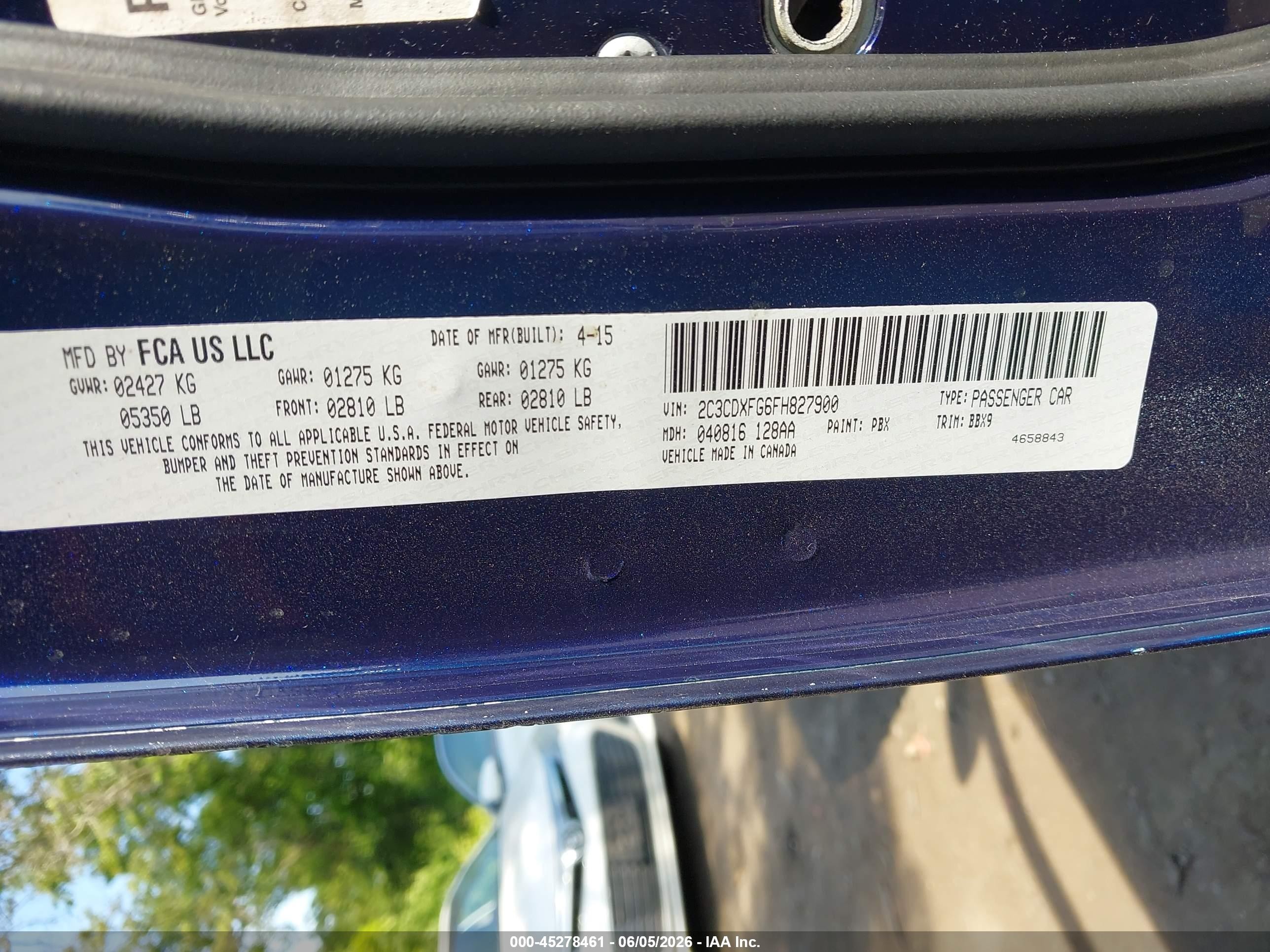 2015 Dodge Charger Se Blue vin: 2C3CDXFG6FH827900