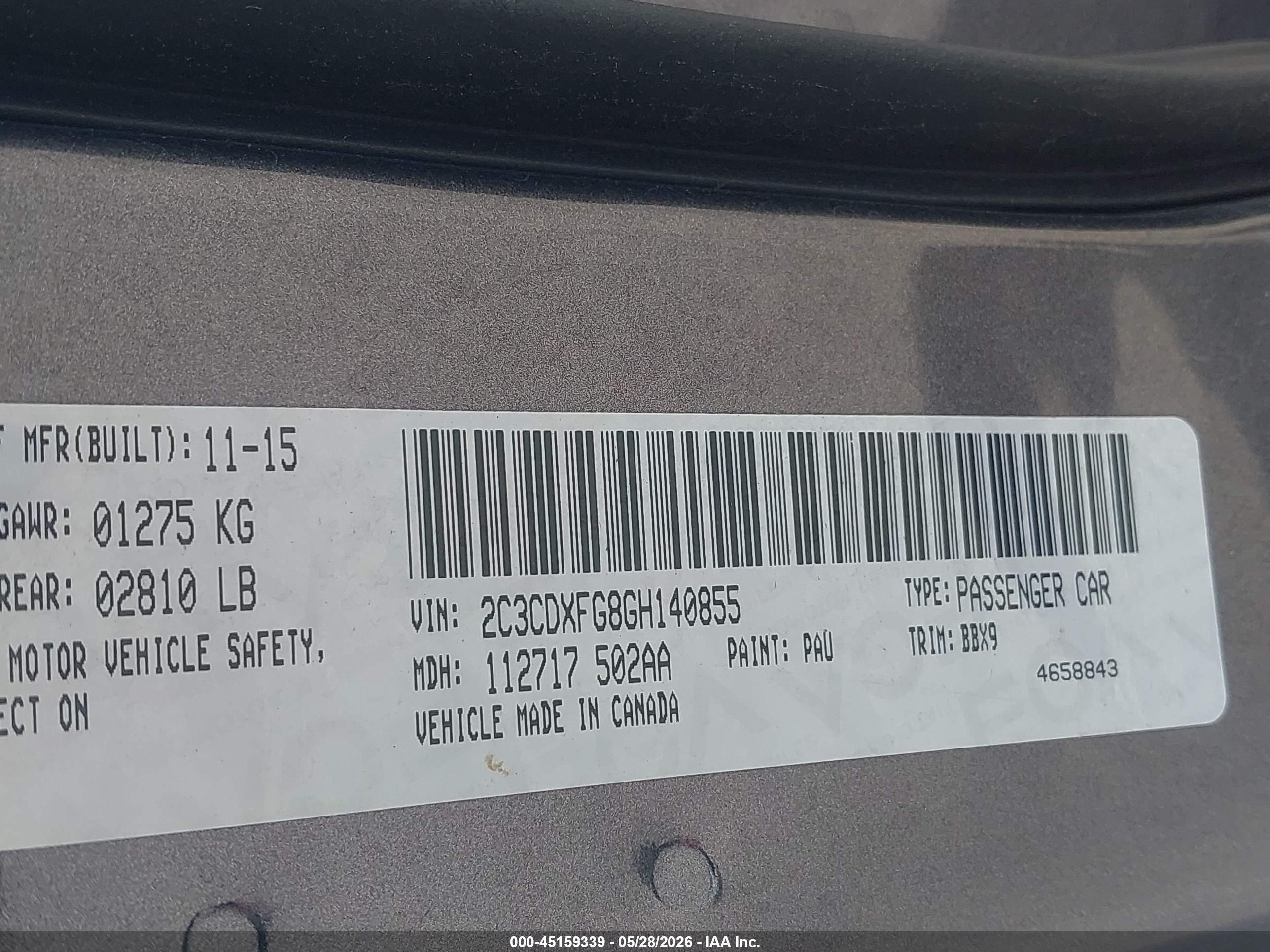2016 Dodge Charger Se Gray vin: 2C3CDXFG8GH140855