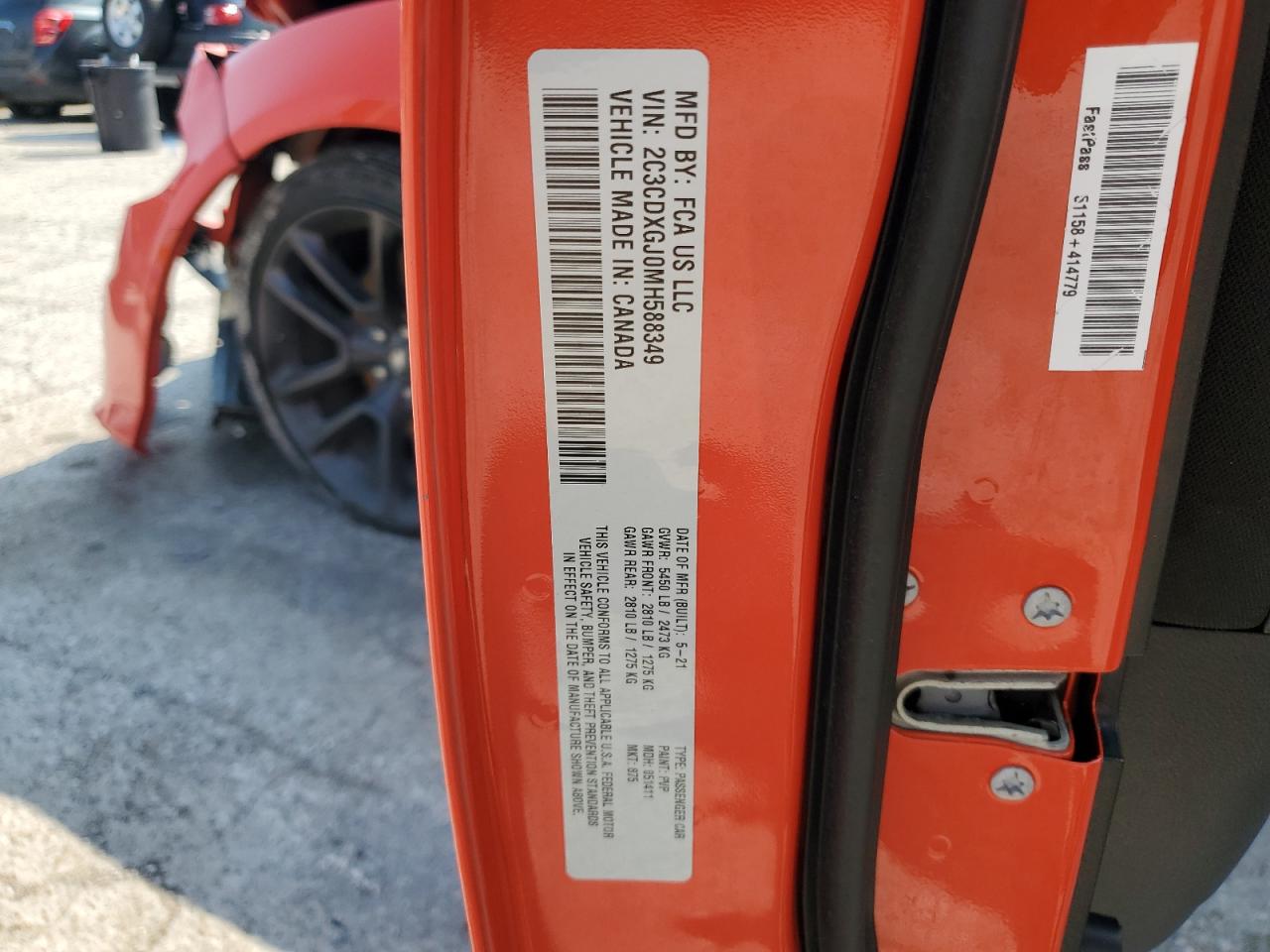 2021 Dodge Charger Scat Pack Orange vin: 2C3CDXGJ0MH588349