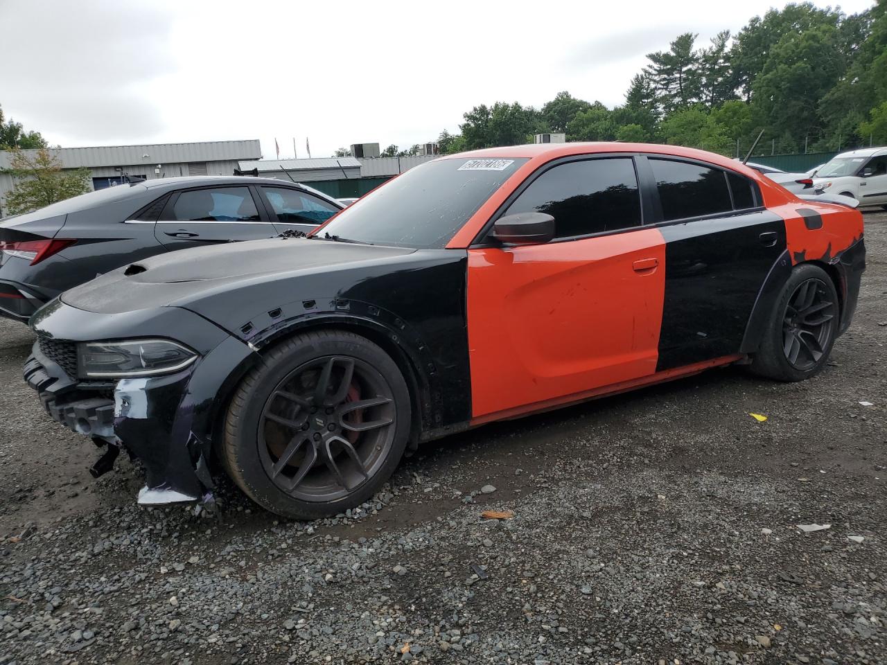 2019 Dodge Charger Scat Pack Оранжевый vin: 2C3CDXGJ4KH558994 Damage: Left Front Fender Extension, Missing, Replacement Required