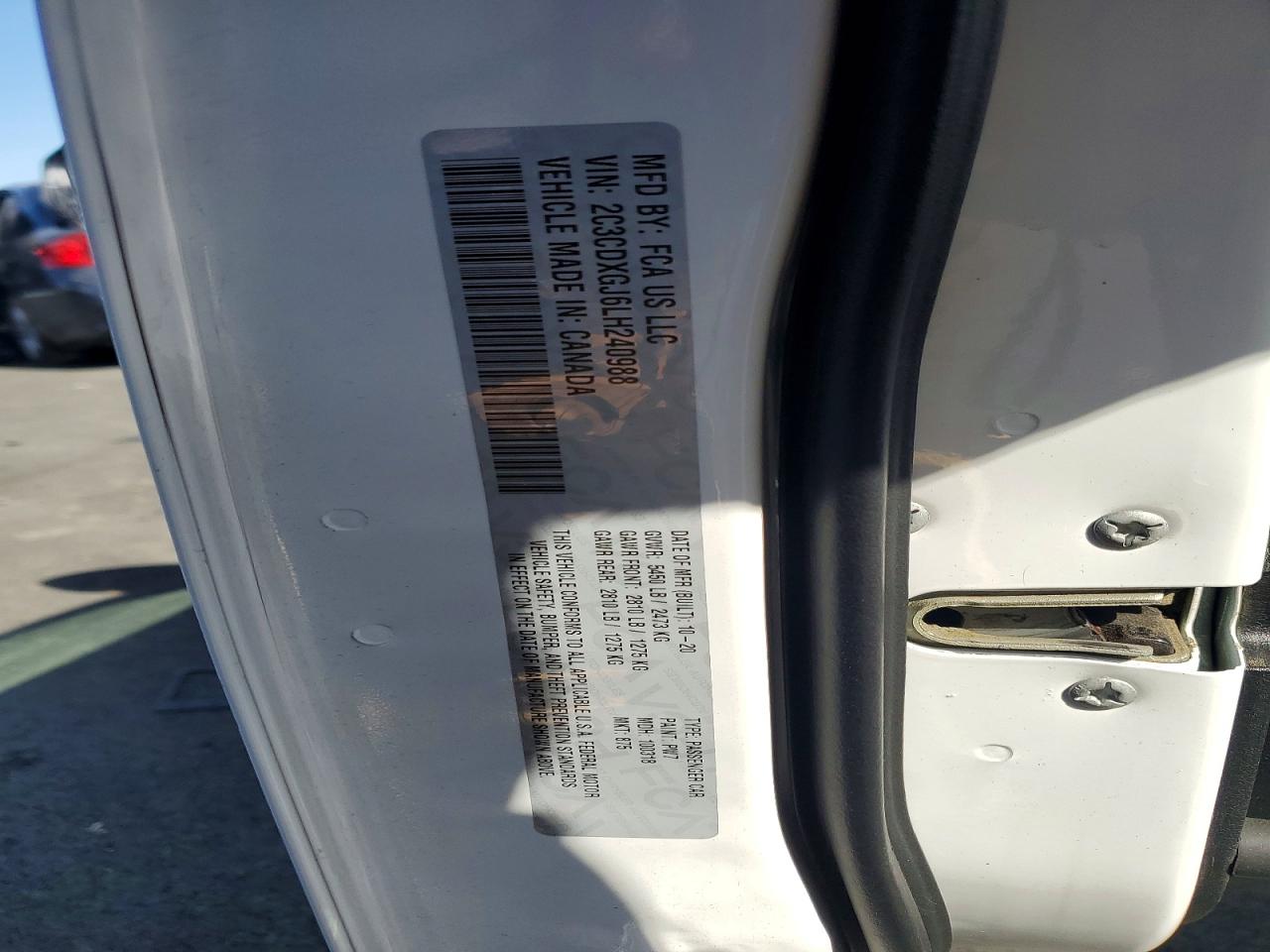 2020 Dodge Charger Scat Pack White vin: 2C3CDXGJ6LH240988