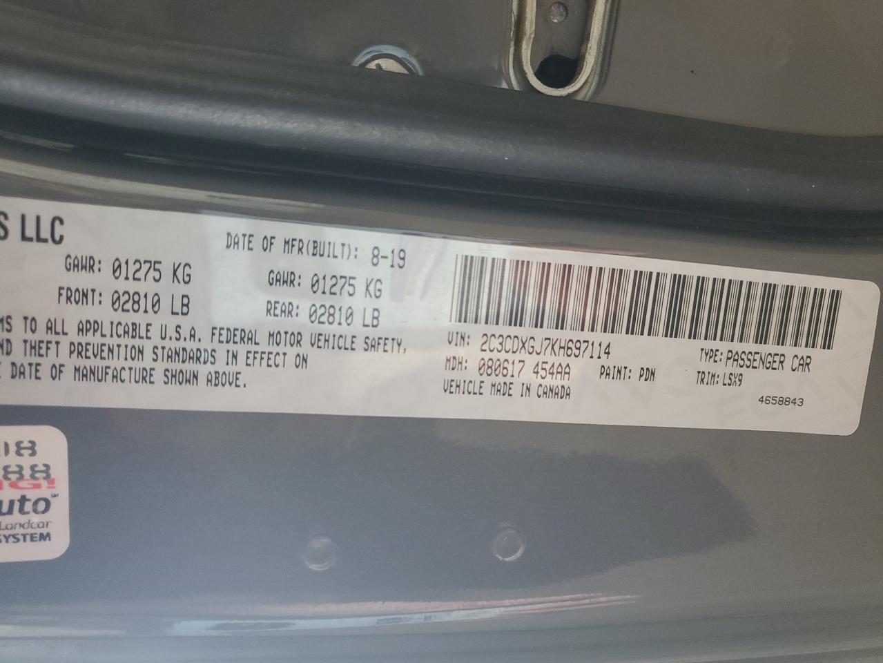 2019 Dodge Charger Scat Pack Gray vin: 2C3CDXGJ7KH697114