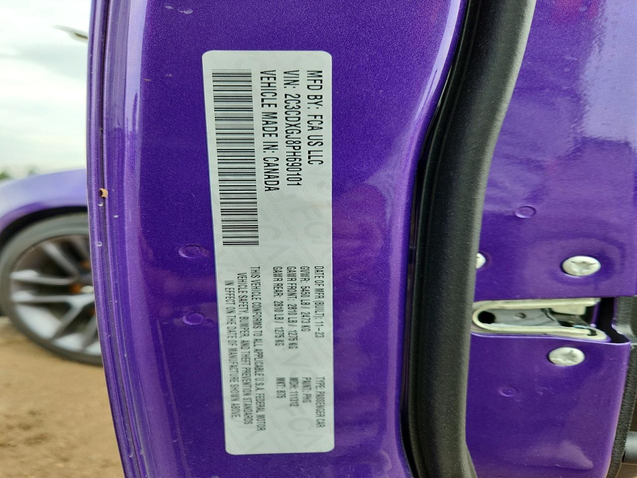 2023 Dodge Charger Scat Pack Purple vin: 2C3CDXGJ8PH690101