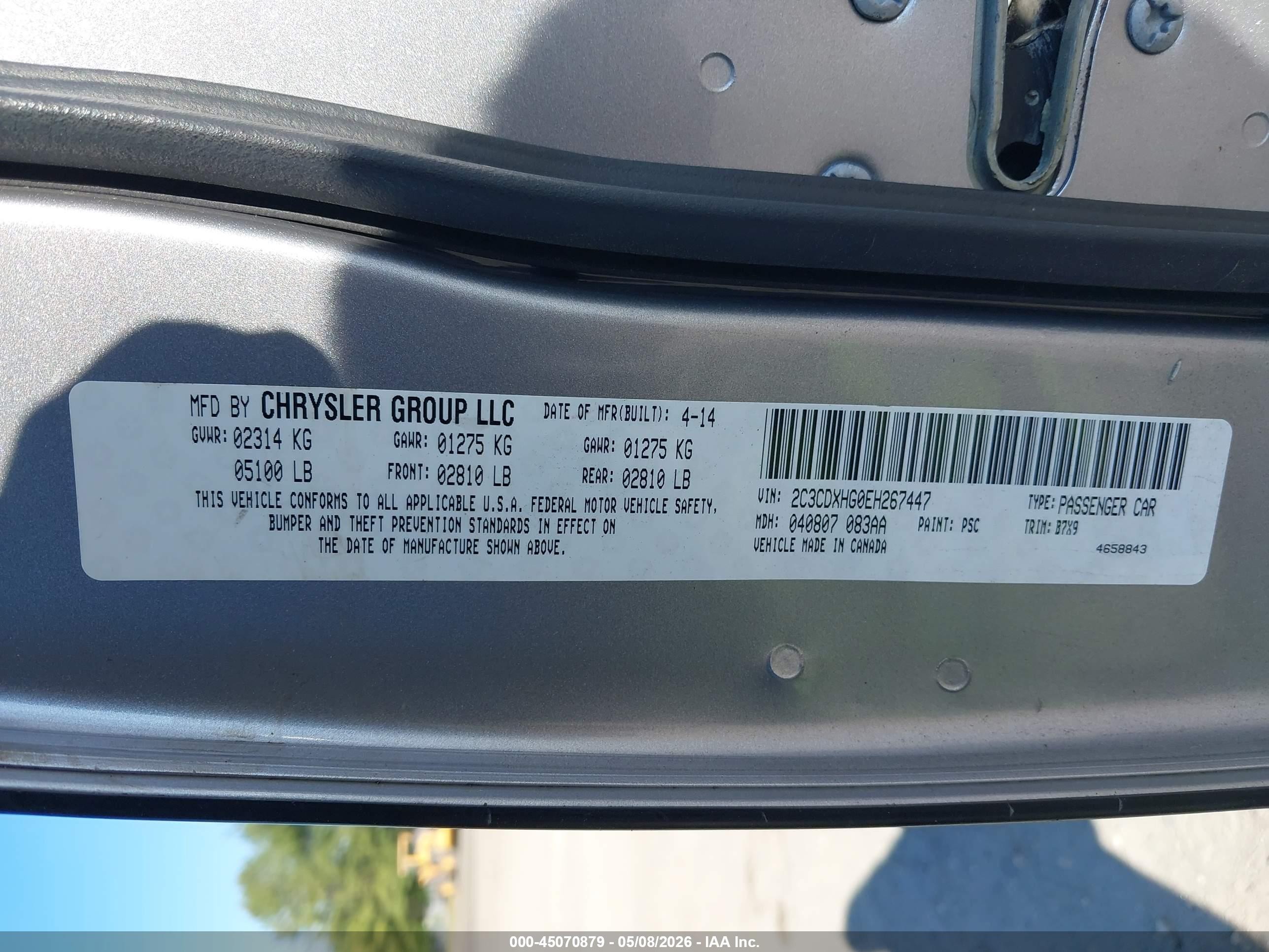 2014 Dodge Charger Sxt Silver vin: 2C3CDXHG0EH267447