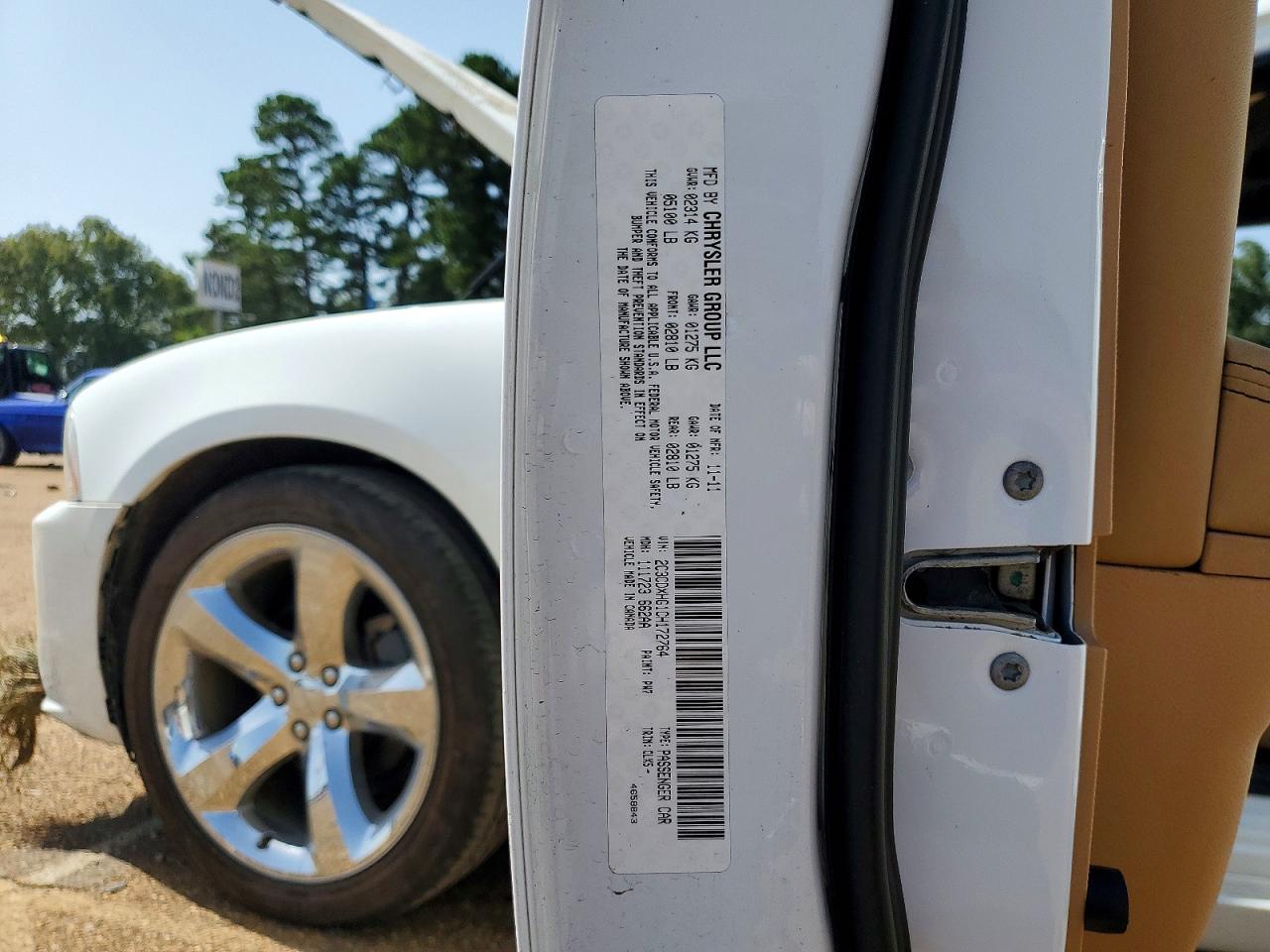 2012 Dodge Charger Sxt White vin: 2C3CDXHG1CH172764