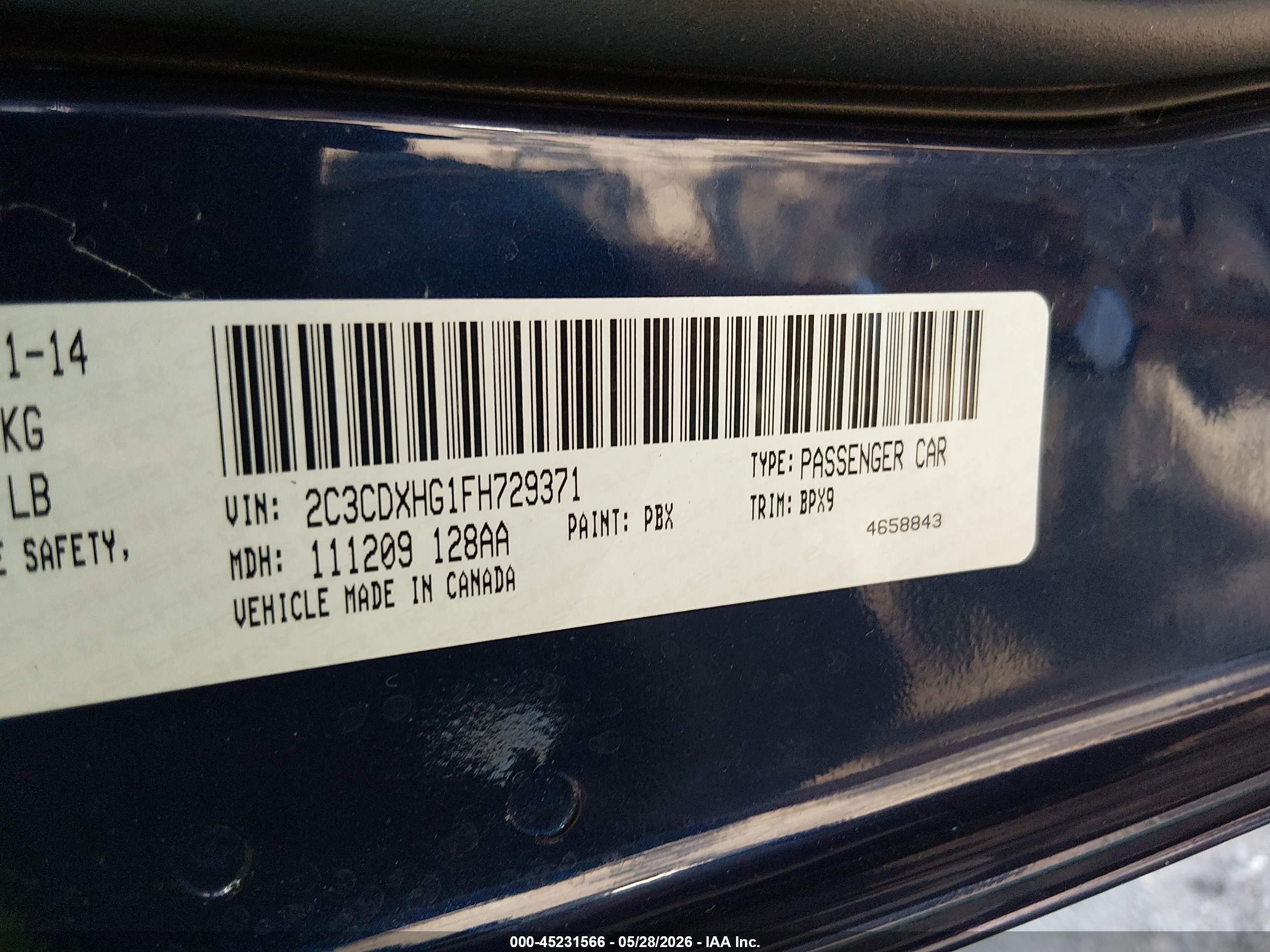 2015 Dodge Charger Sxt Blue vin: 2C3CDXHG1FH729371