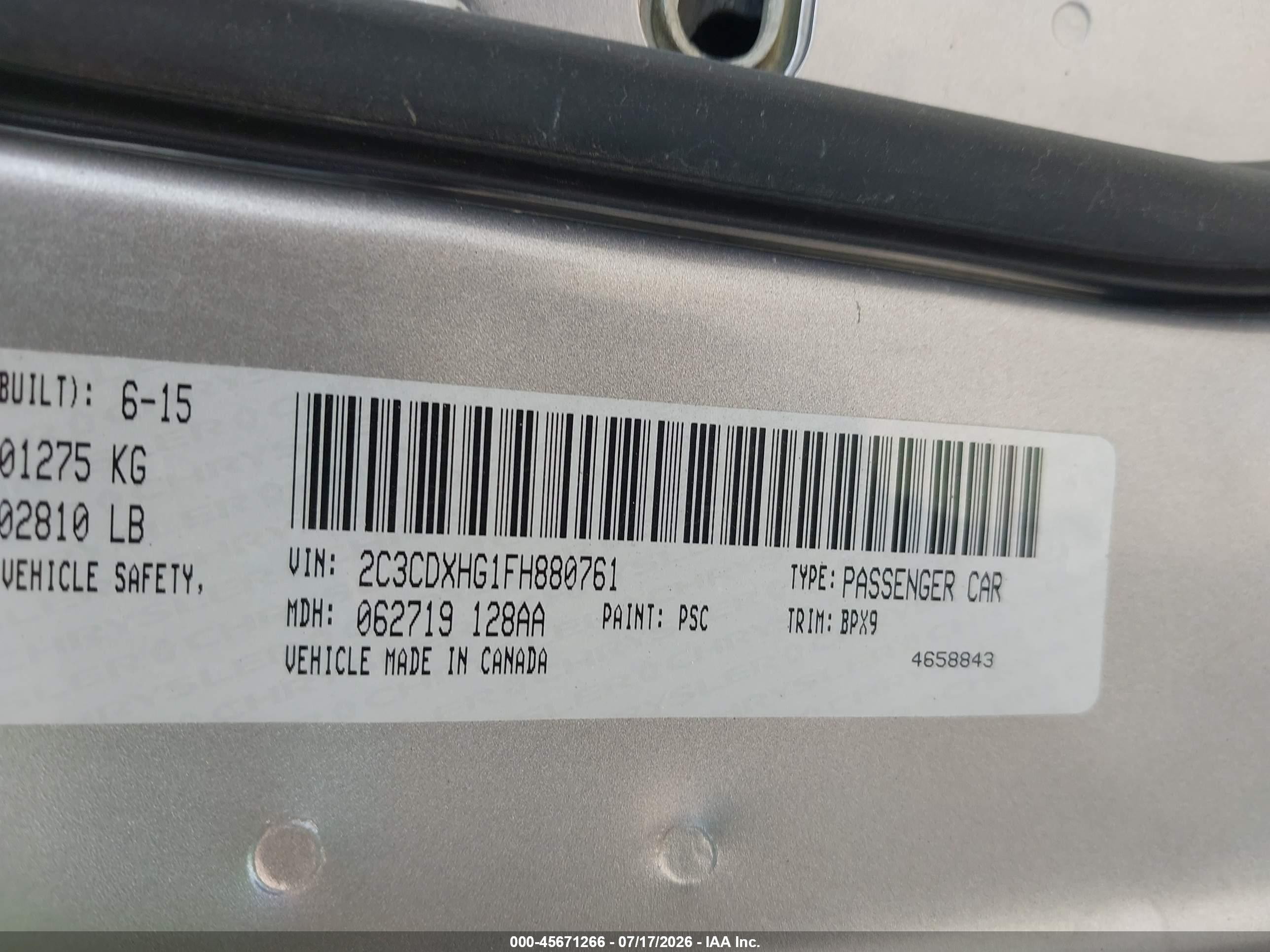 2015 Dodge Charger Sxt Серый vin: 2C3CDXHG1FH880761