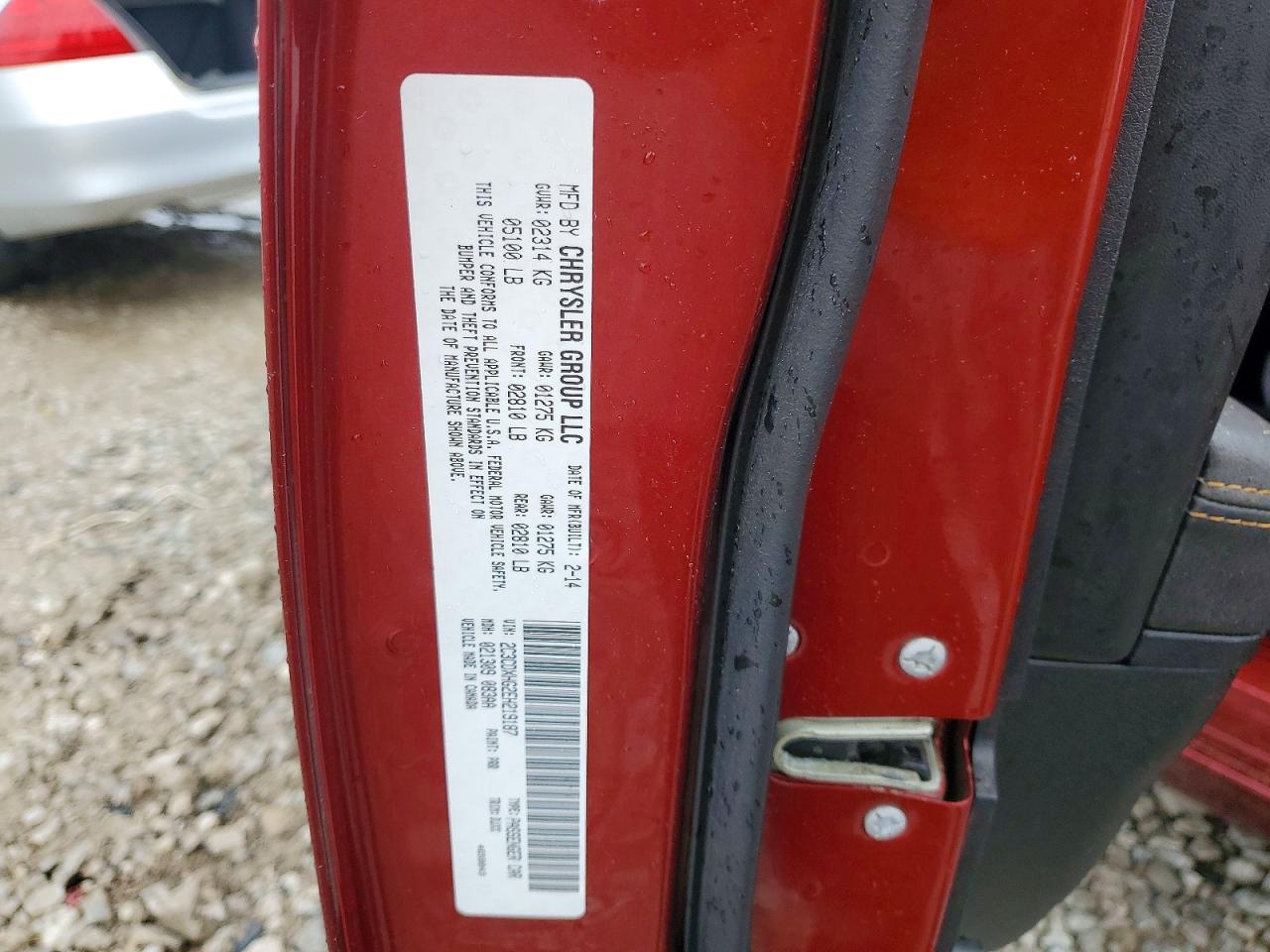 2014 Dodge Charger Sxt Burgundy vin: 2C3CDXHG2EH219187