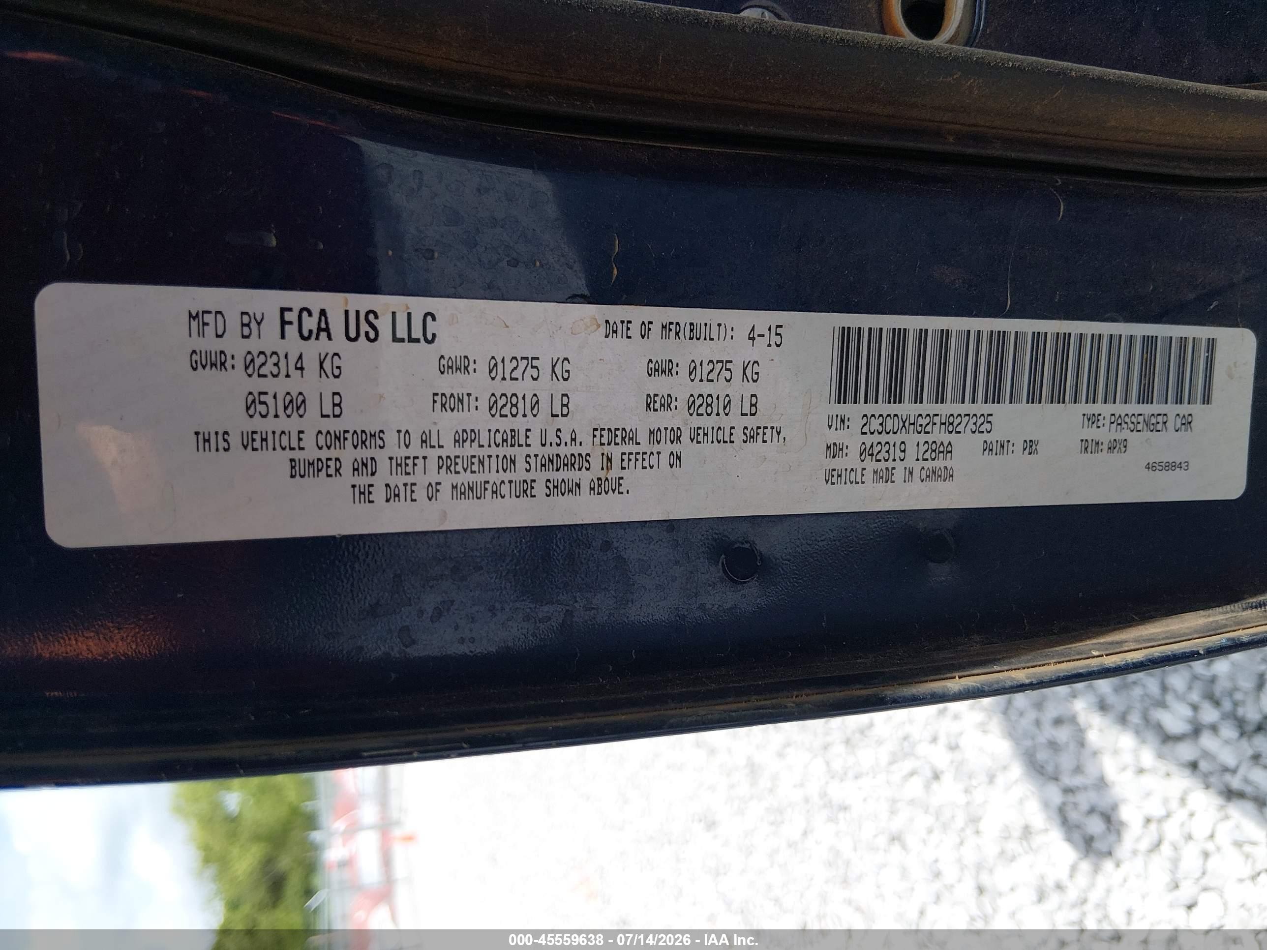2015 Dodge Charger Sxt Blue vin: 2C3CDXHG2FH827325