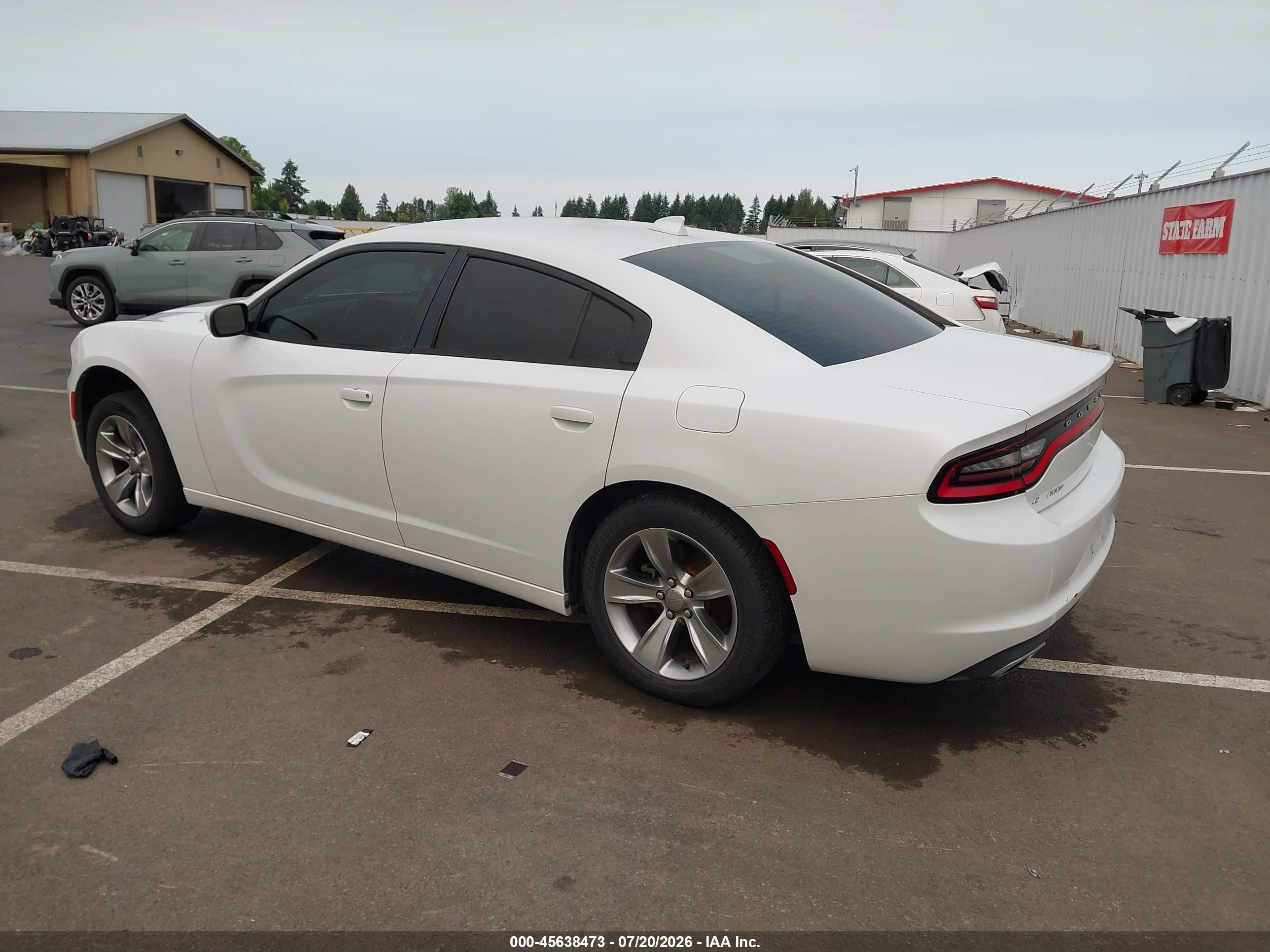 2015 Dodge Charger Sxt White vin: 2C3CDXHG2FH843766