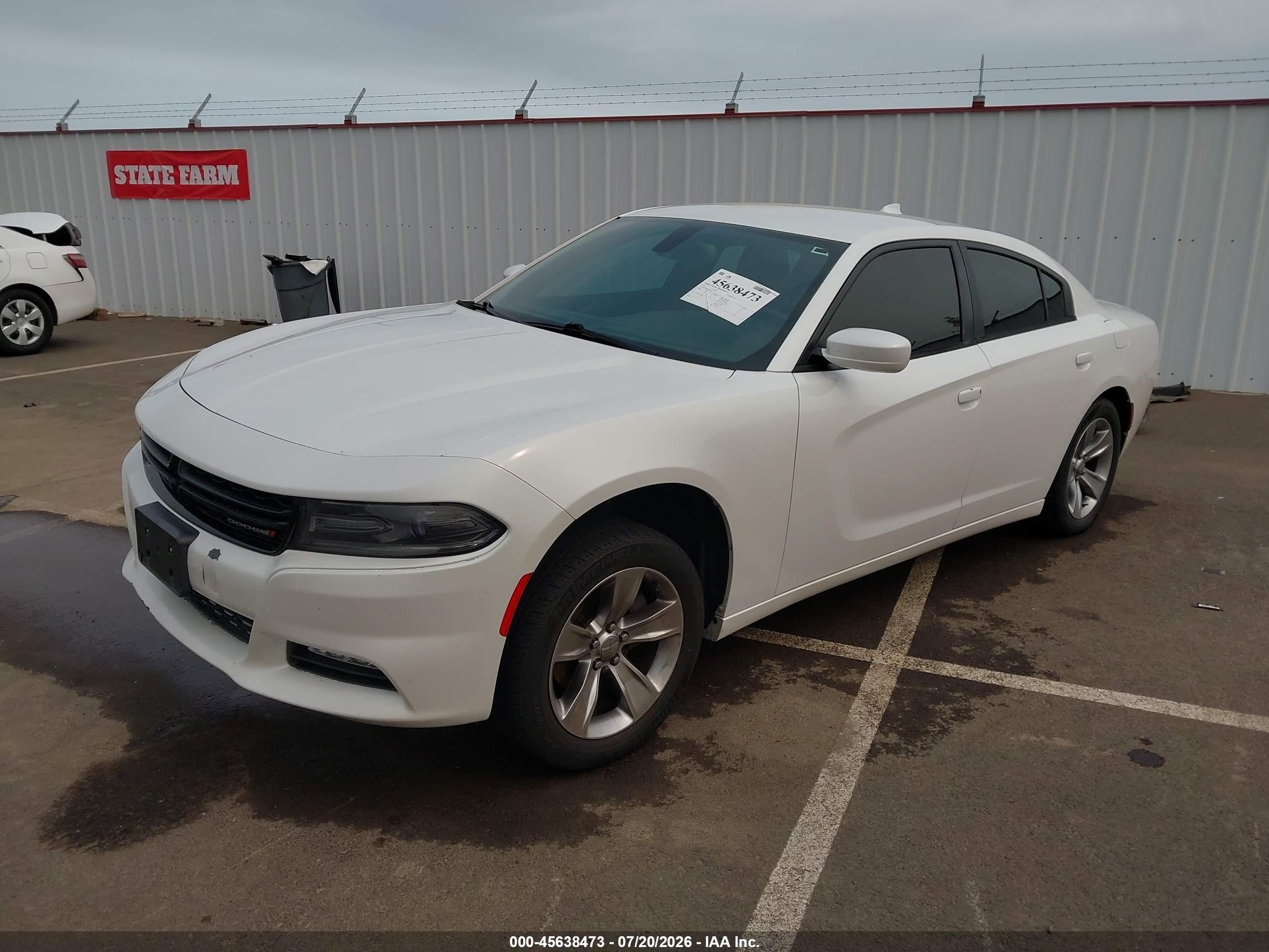 2015 Dodge Charger Sxt White vin: 2C3CDXHG2FH843766