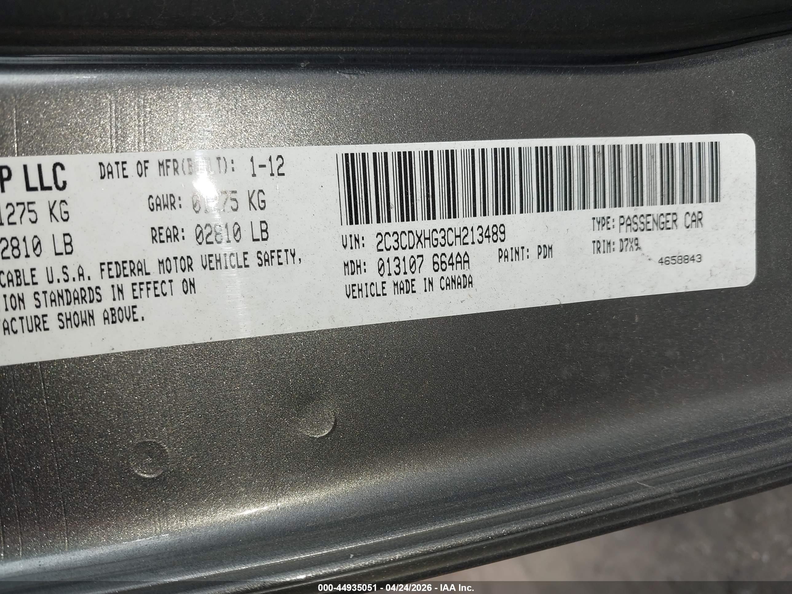 2012 Dodge Charger Sxt Gray vin: 2C3CDXHG3CH213489