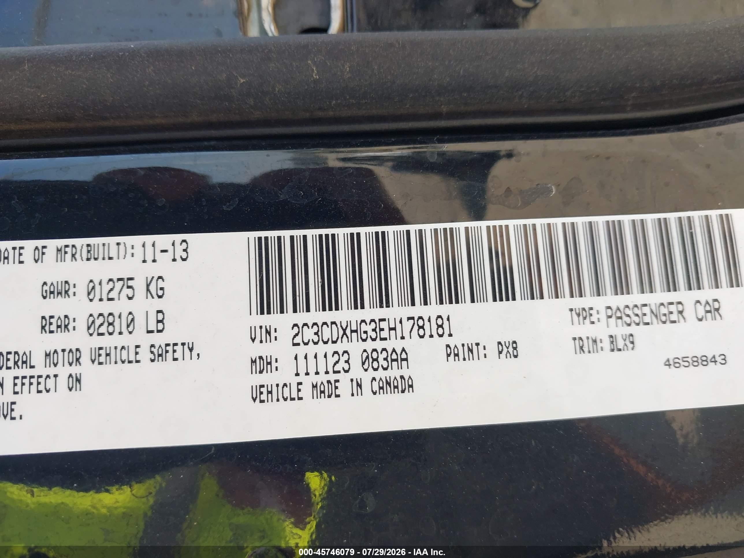 2014 Dodge Charger Sxt Plus Black vin: 2C3CDXHG3EH178181