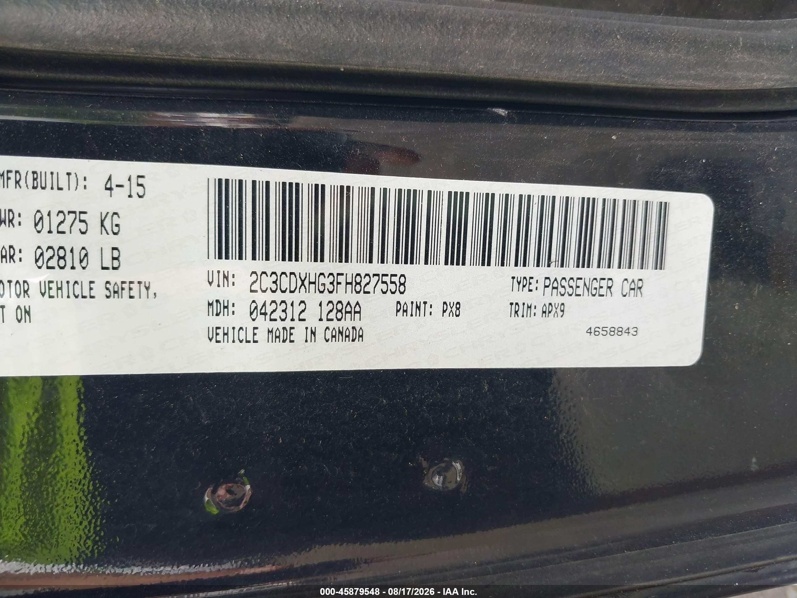 2015 Dodge Charger Sxt Black vin: 2C3CDXHG3FH827558