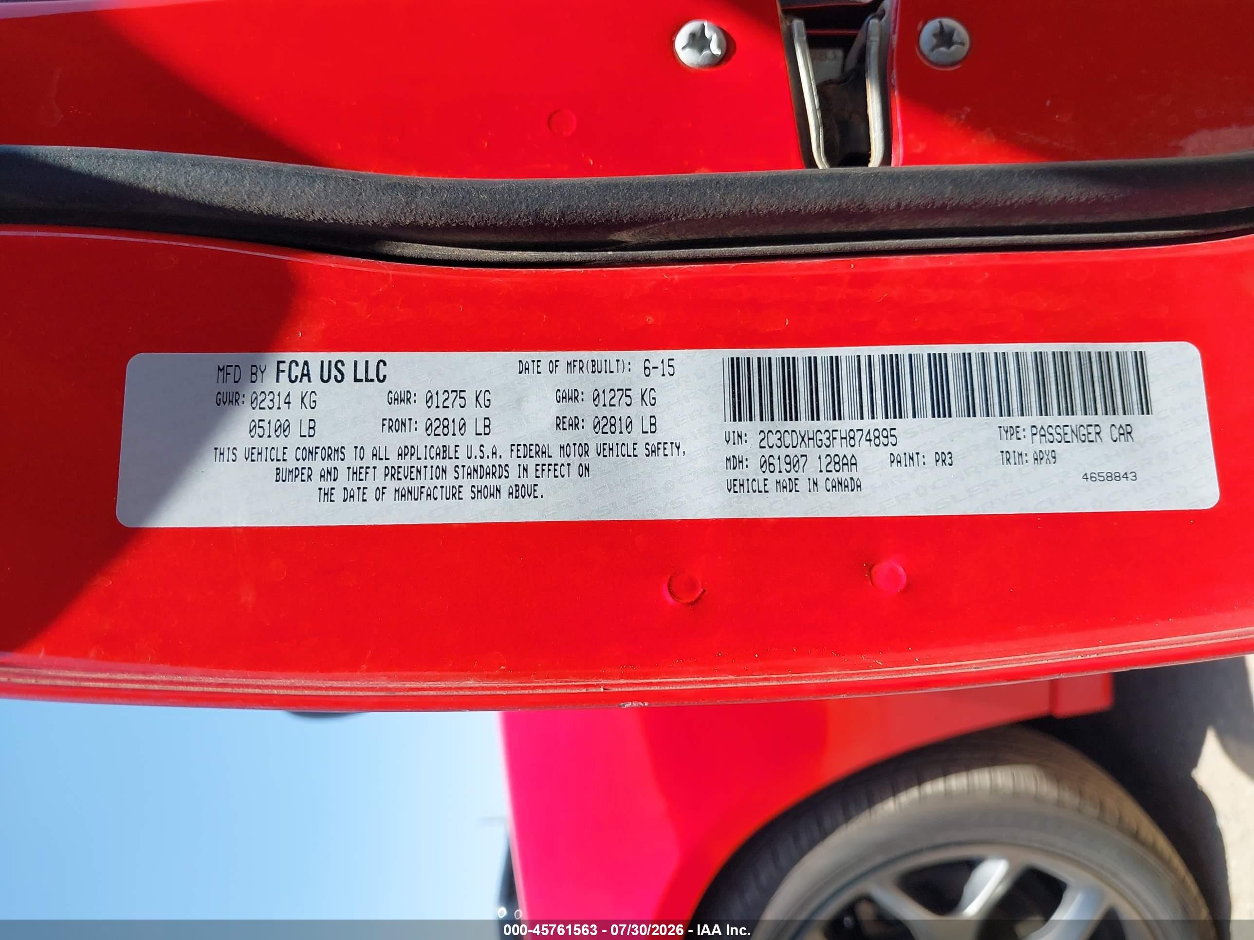 2015 Dodge Charger Sxt Red vin: 2C3CDXHG3FH874895