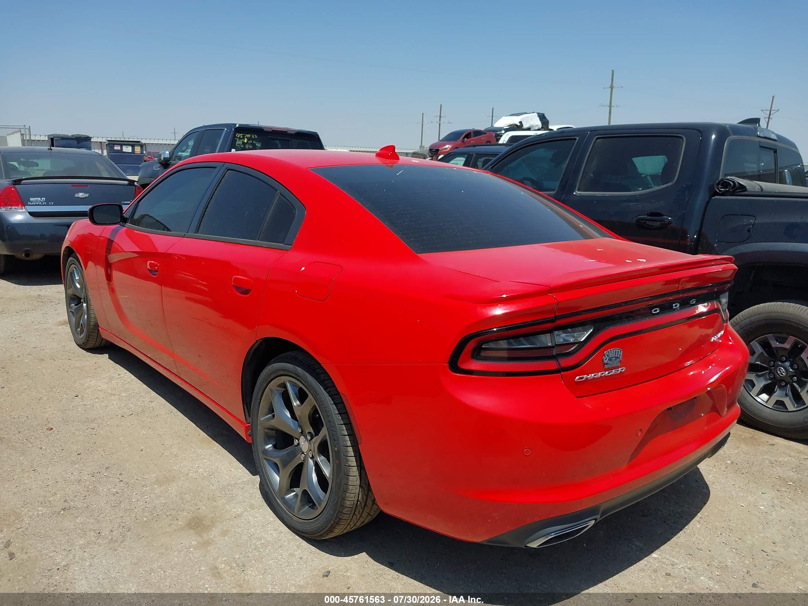 2015 Dodge Charger Sxt Red vin: 2C3CDXHG3FH874895