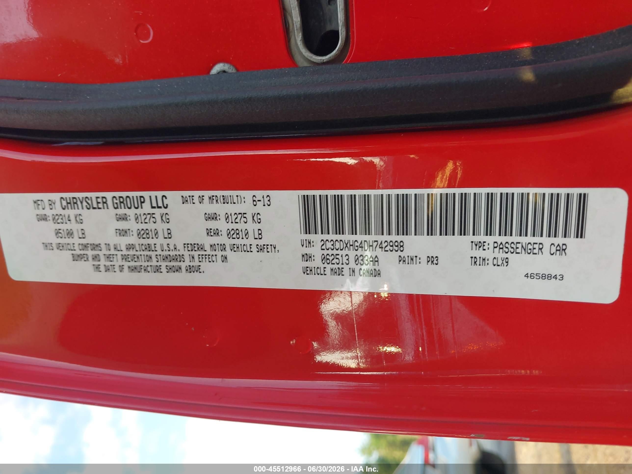 2013 Dodge Charger Sxt Red vin: 2C3CDXHG4DH742998