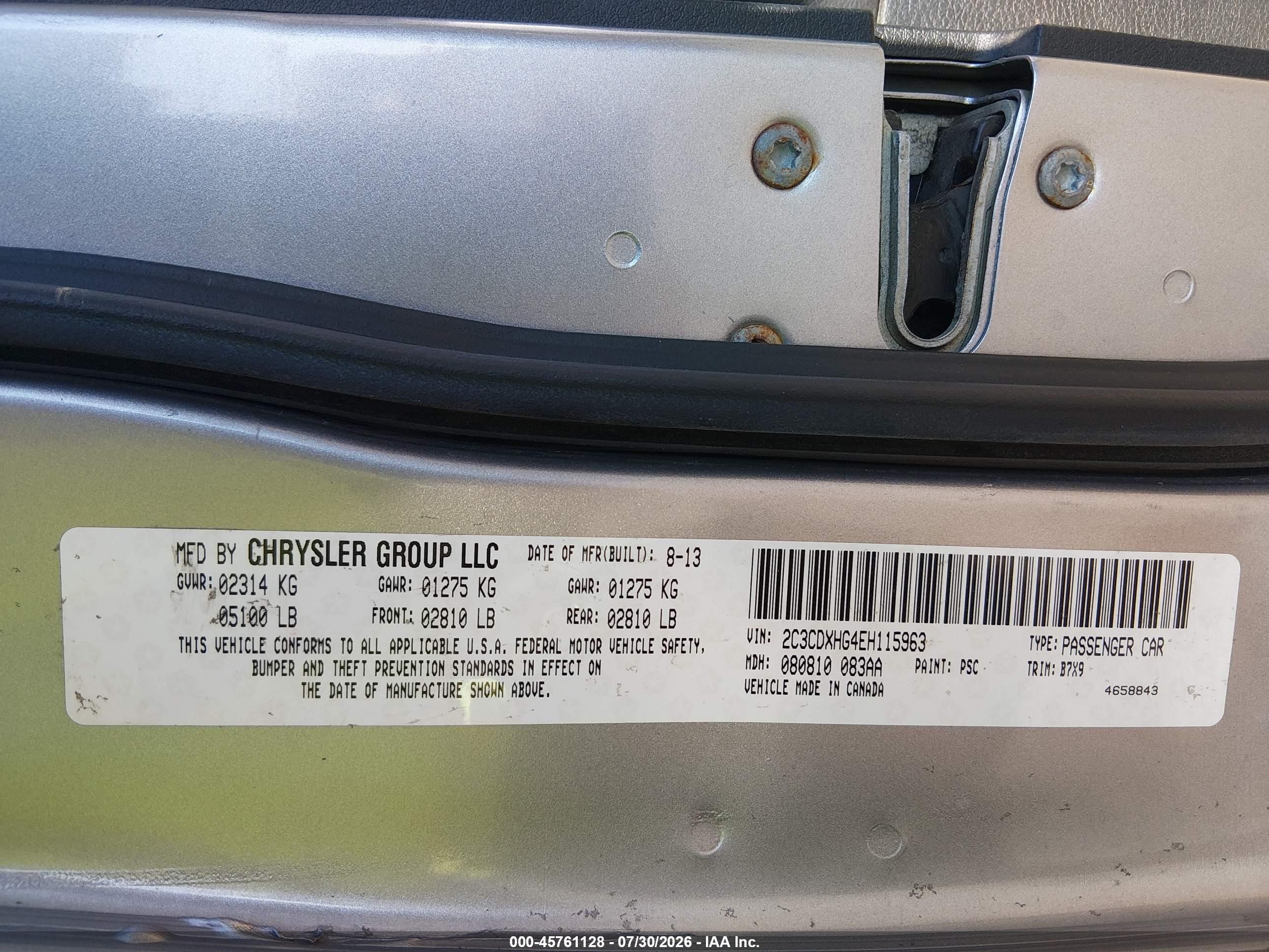 2014 Dodge Charger Sxt Silver vin: 2C3CDXHG4EH115963