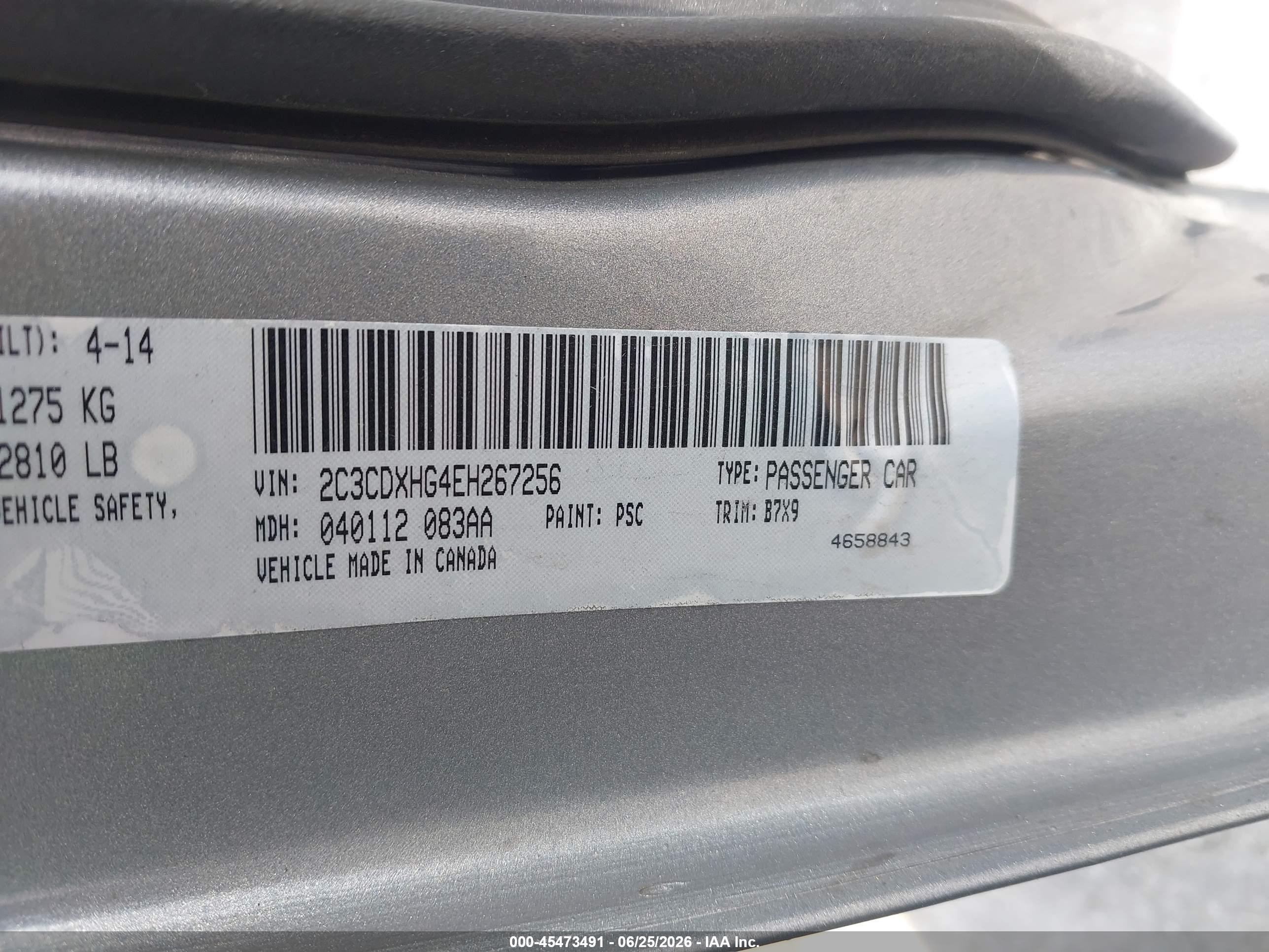 2014 Dodge Charger Sxt Gray vin: 2C3CDXHG4EH267256