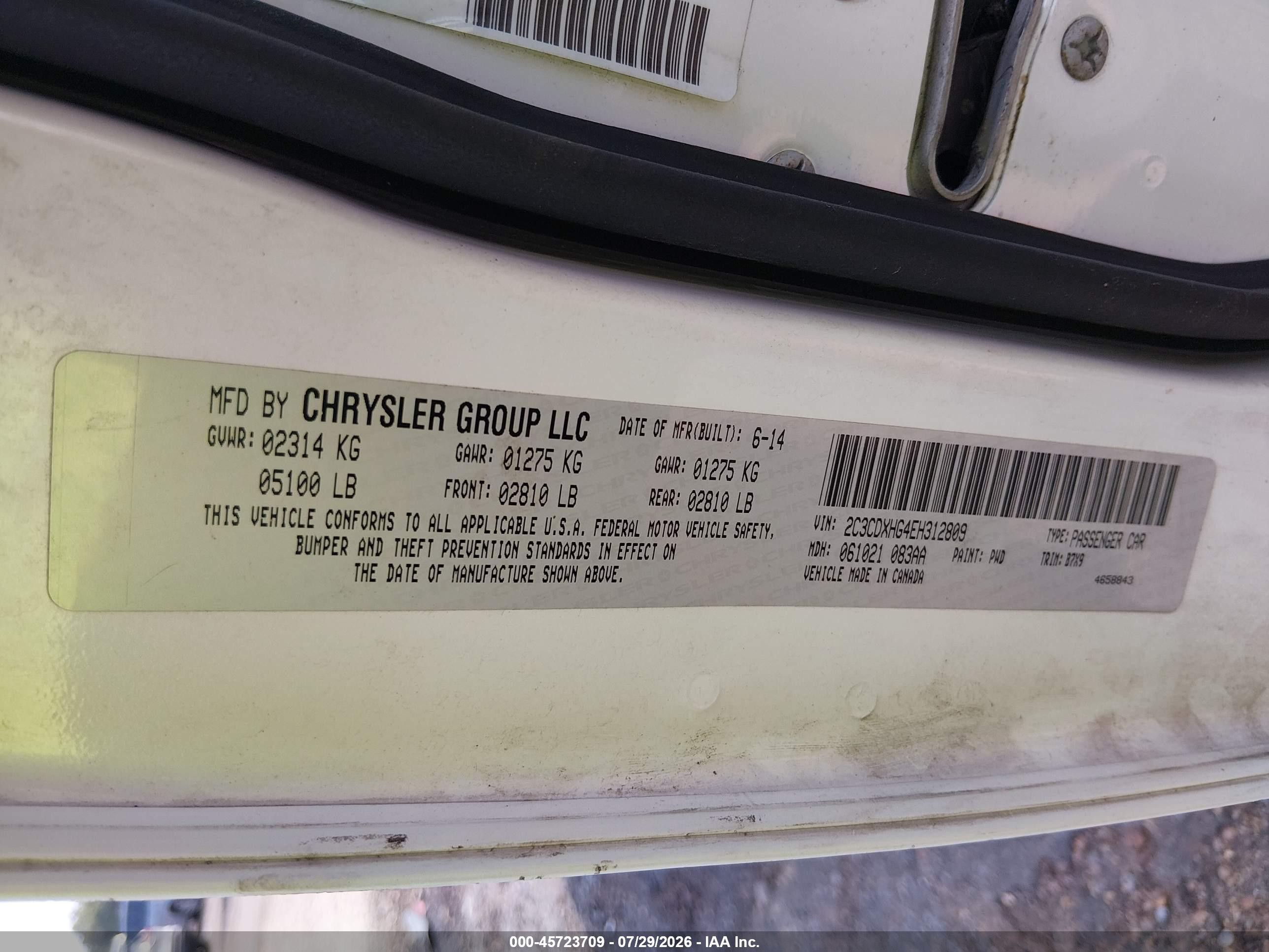 2014 Dodge Charger Sxt Белый vin: 2C3CDXHG4EH312809