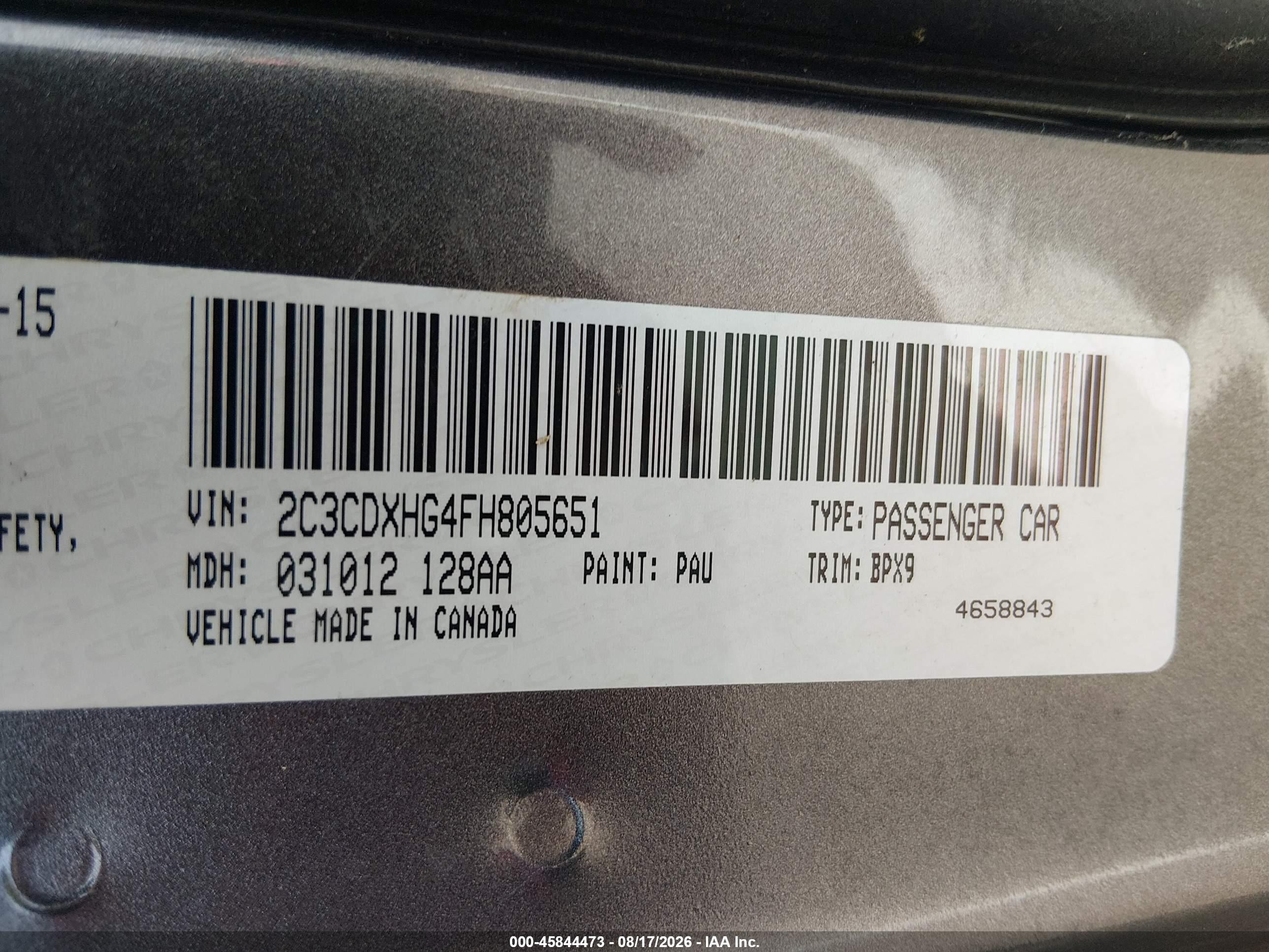 2015 Dodge Charger Sxt Gray vin: 2C3CDXHG4FH805651