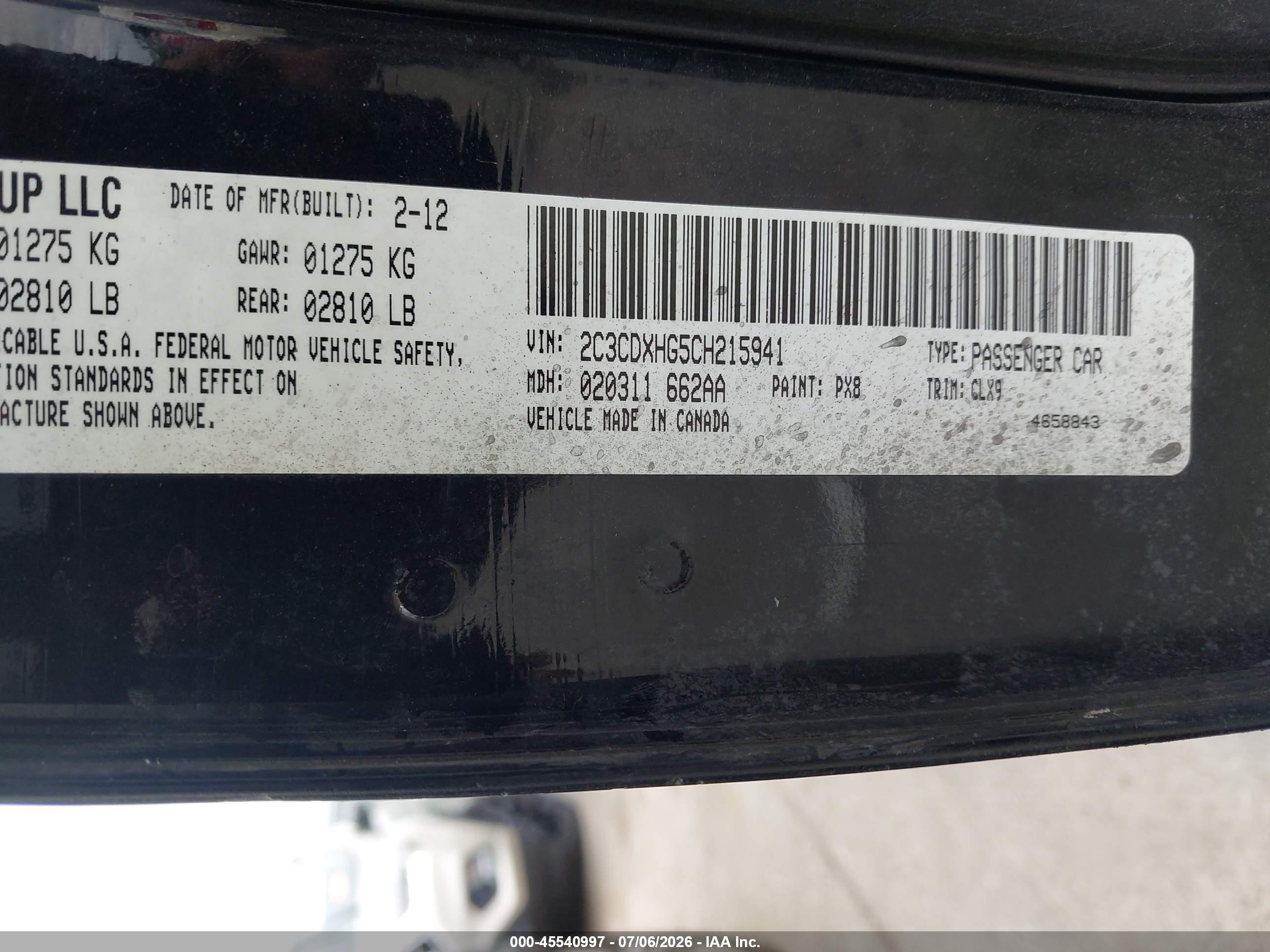 2012 Dodge Charger Sxt Black vin: 2C3CDXHG5CH215941
