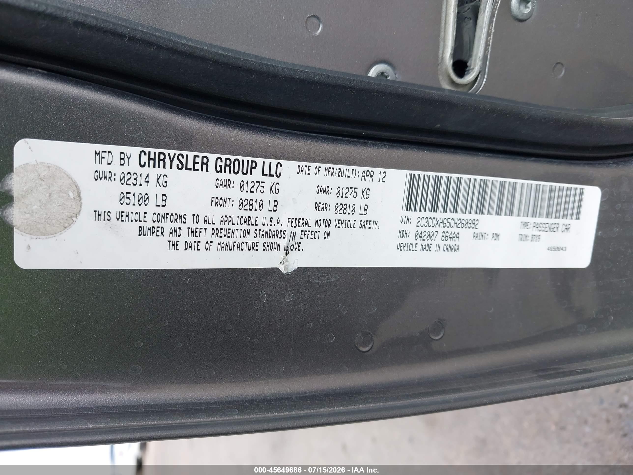 2012 Dodge Charger Sxt Gray vin: 2C3CDXHG5CH260992