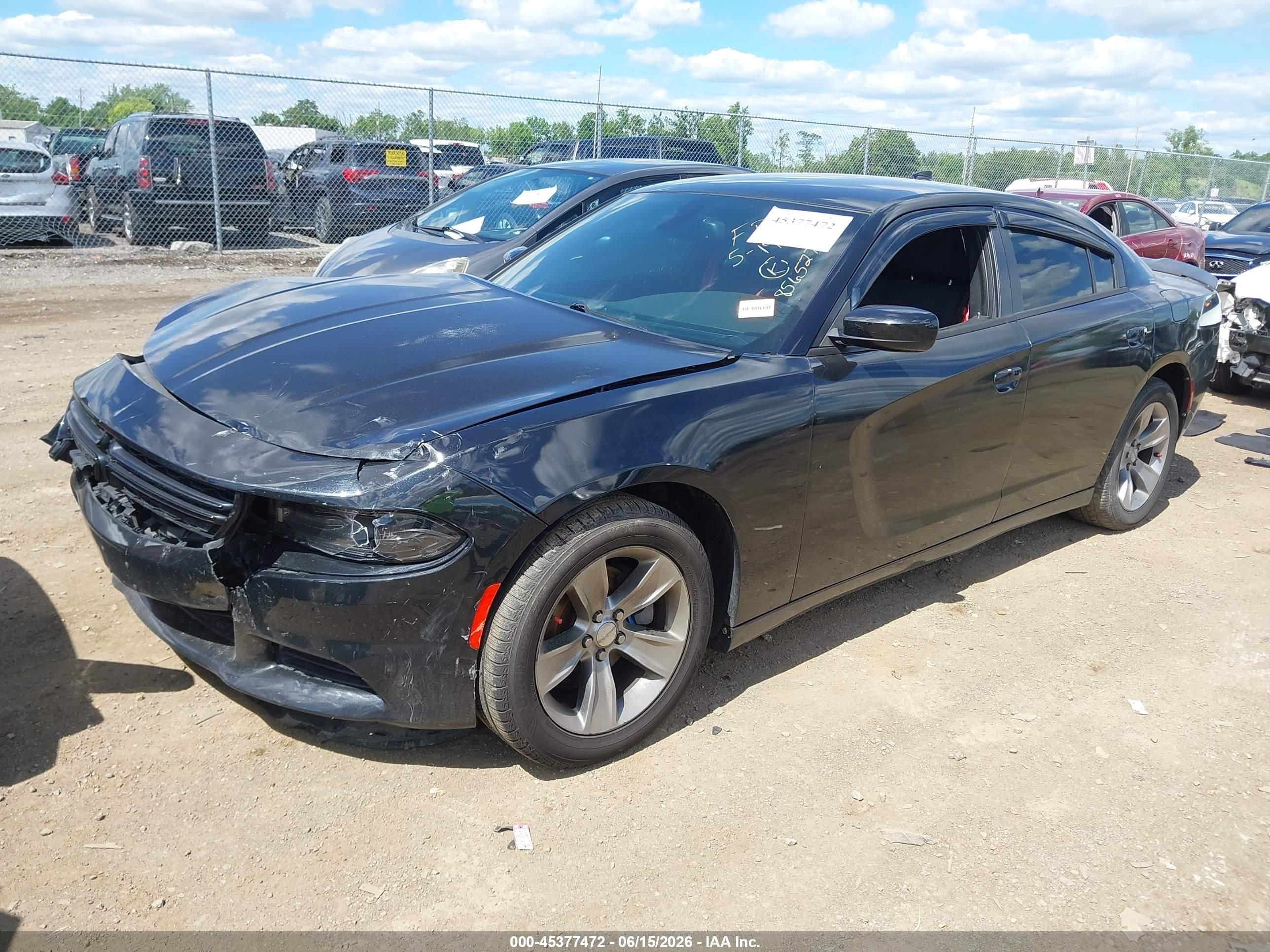 2015 Dodge Charger Sxt Black vin: 2C3CDXHG5FH856527